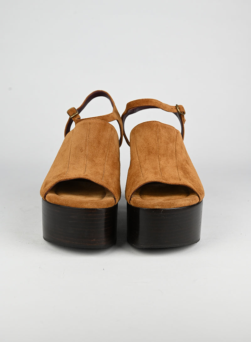 Dries Van Noten Cognac Wedge Shoes Size 39.5 - Stylish Platform Sandals for Women | Perfect for Summer Outfits, Beach Vacations & Evening Events