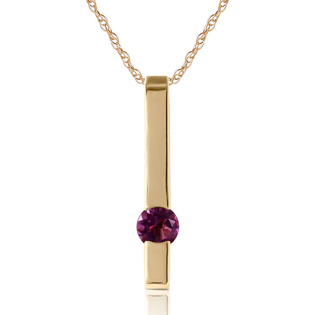 0.25 Carat 14K Solid Yellow Gold Amethyst Pendant Necklace for Women - Elegant Birthstone Jewelry Gift for Anniversary, Valentine's Day & Special Occasions