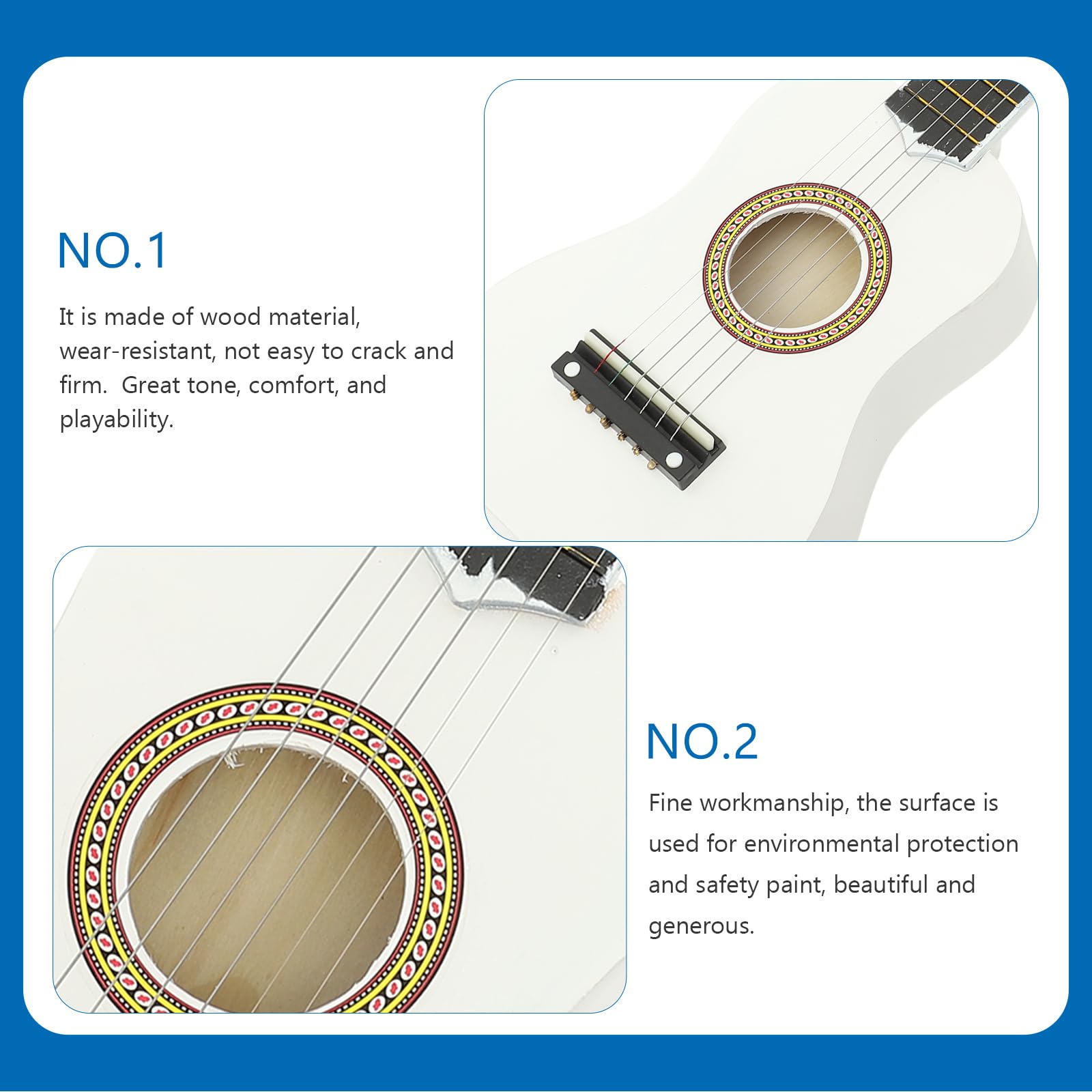 FOMIYES 21 Inch Acoustic Guitar for Kids - Mini Wooden Travel Guitar for Beginners, Children's Musical Instrument with Strings (White) - Perfect for Home Practice, Travel & Early Music Education