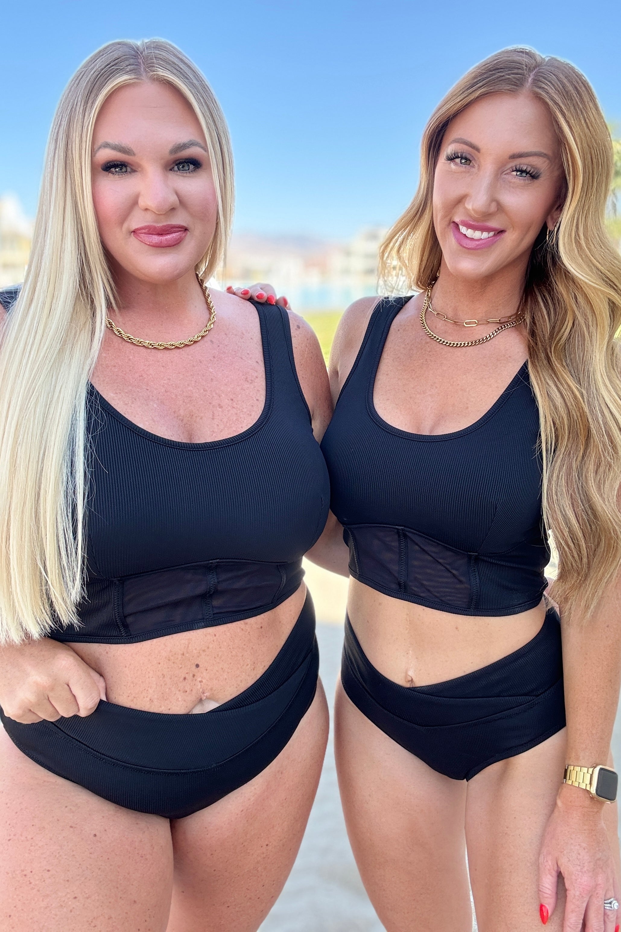 Down the Block On A Beach Two Piece Swimsuit - Sexy High Waisted Bikini Set for Women, Summer Swimwear with Adjustable Straps | Perfect for Beach Vacations, Pool Parties & Tropical Getaways