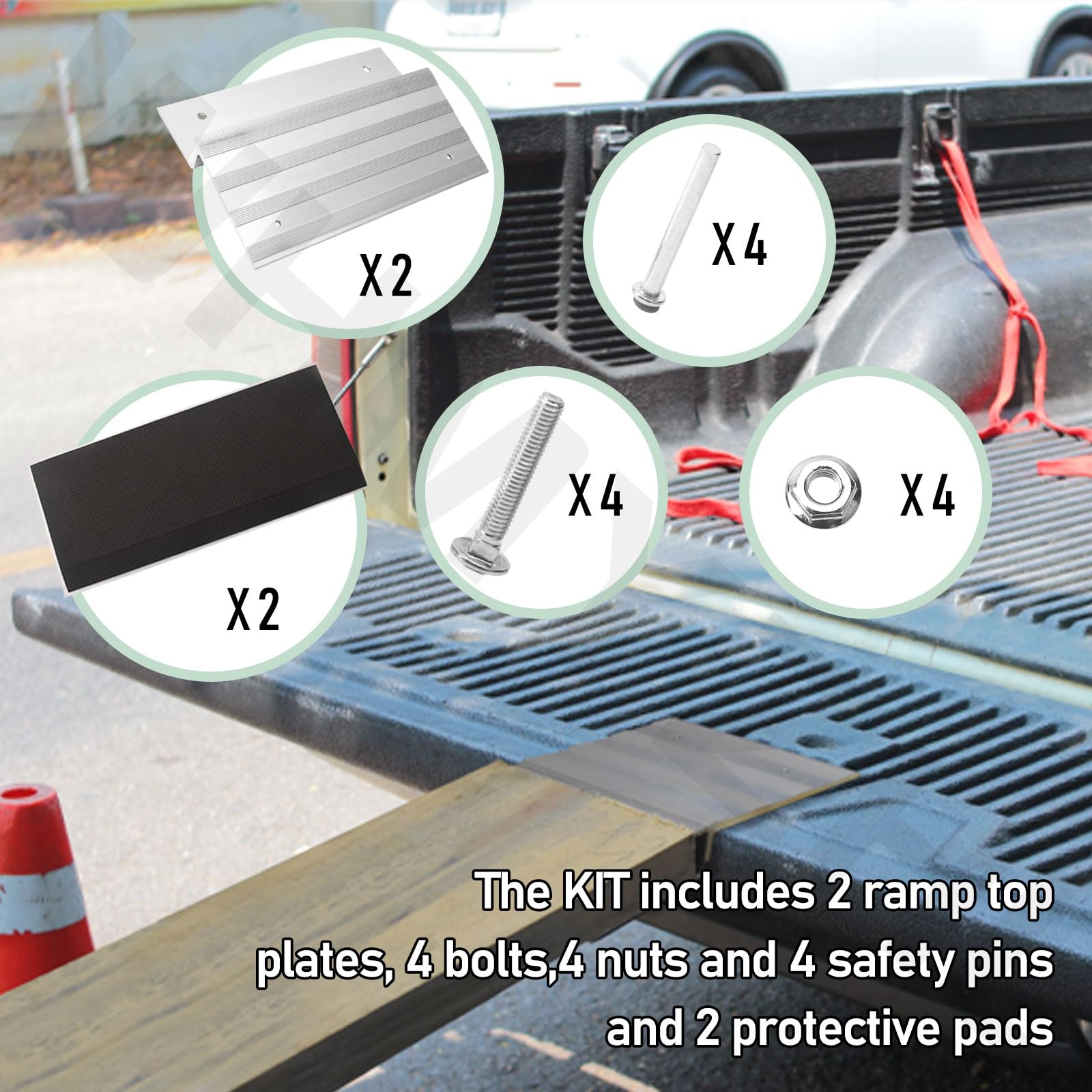 2-Pack Heavy Duty Aluminum Loading Ramps for Trucks, Trailers & Lawn Mowers - 8in Wide Tooling Ramp Kit for Driveway, Shed & Garage Use - Perfect for Vehicle Loading & Equipment Transport