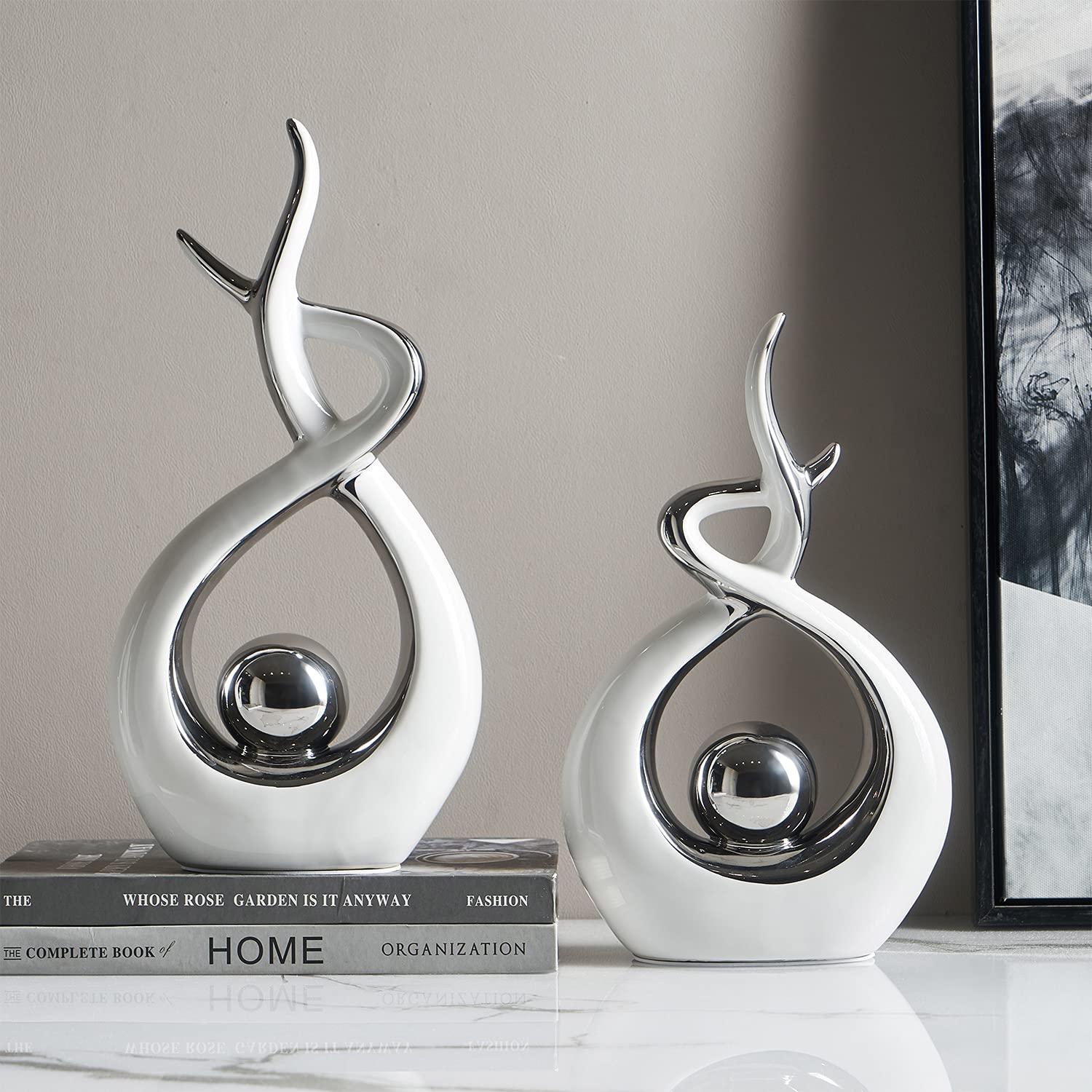 Modern Ceramic Statue Home Decor - Elegant Table Centerpiece for Dining Room, Living Room & Office | Perfect for Housewarming Gifts & Interior Design Accents