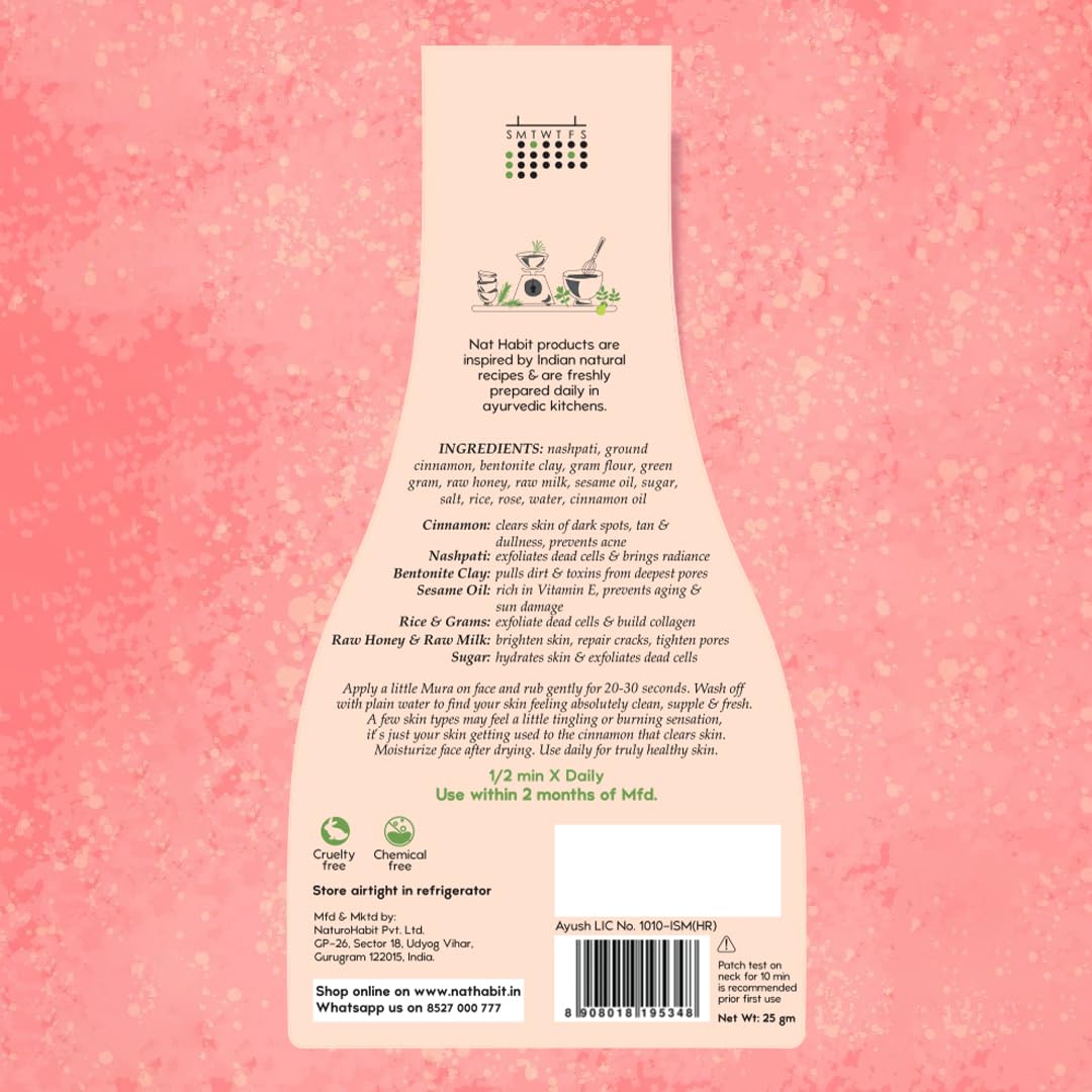 Organic Cinnamon & Pear Face Scrub for Tan Removal, Deep Cleansing & Brightening - Natural Exfoliator for Pigmentation & Blemish Control - Chemical-Free Skincare (2 x 25g) - Perfect for Daily Glow Routine & Post-Sun Care