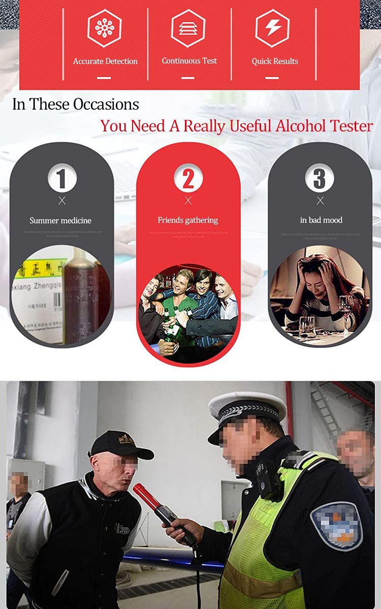 Digital Breathalyzer Alcohol Tester - High Precision OLED Display with Quick Results | Portable BAC Detector for Personal & Professional Use | Ideal for Parties, Driving Safety & Workplace Testing