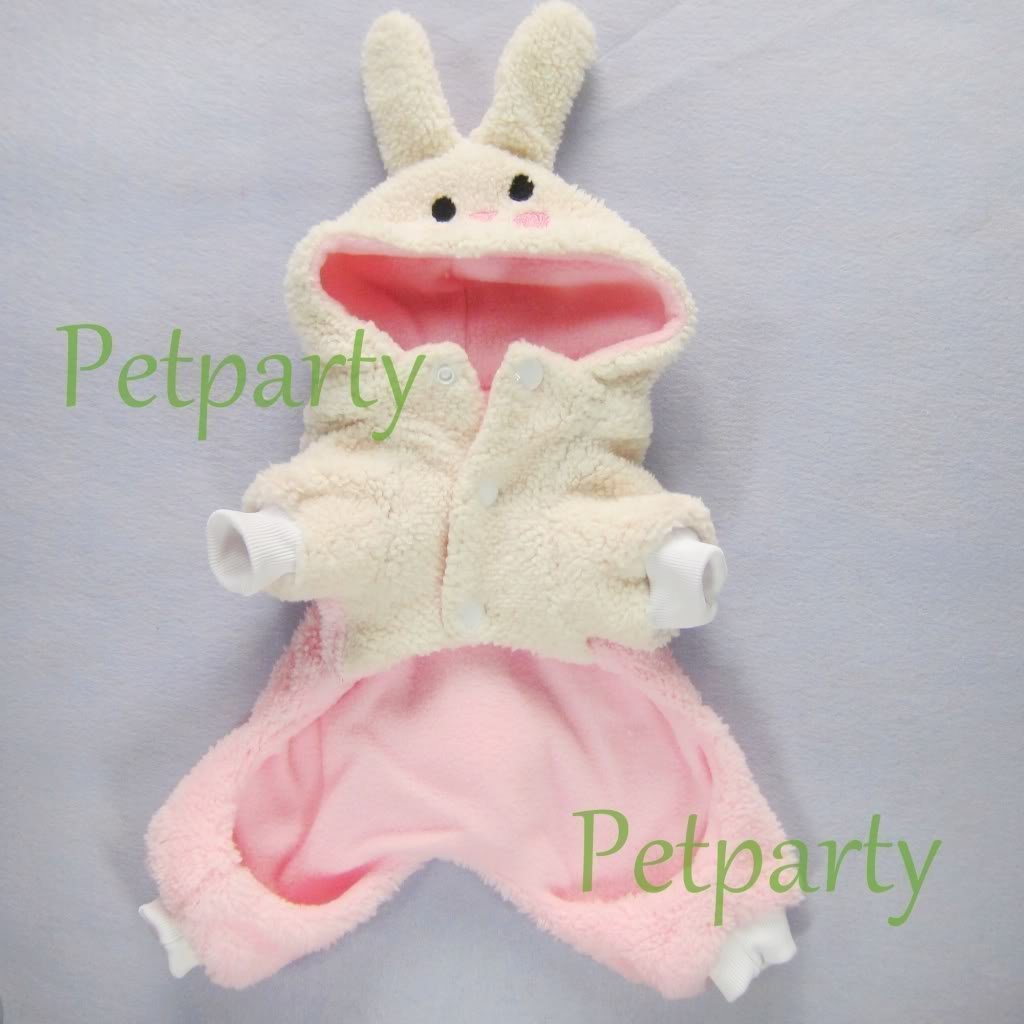 Petparty® Adorable Bunny Halloween Dog Costume - Soft Hoodie Jumpsuit & Warm Coat for Small Medium Large Dogs - Perfect for Halloween Parties, Christmas Photos & Winter Outfits