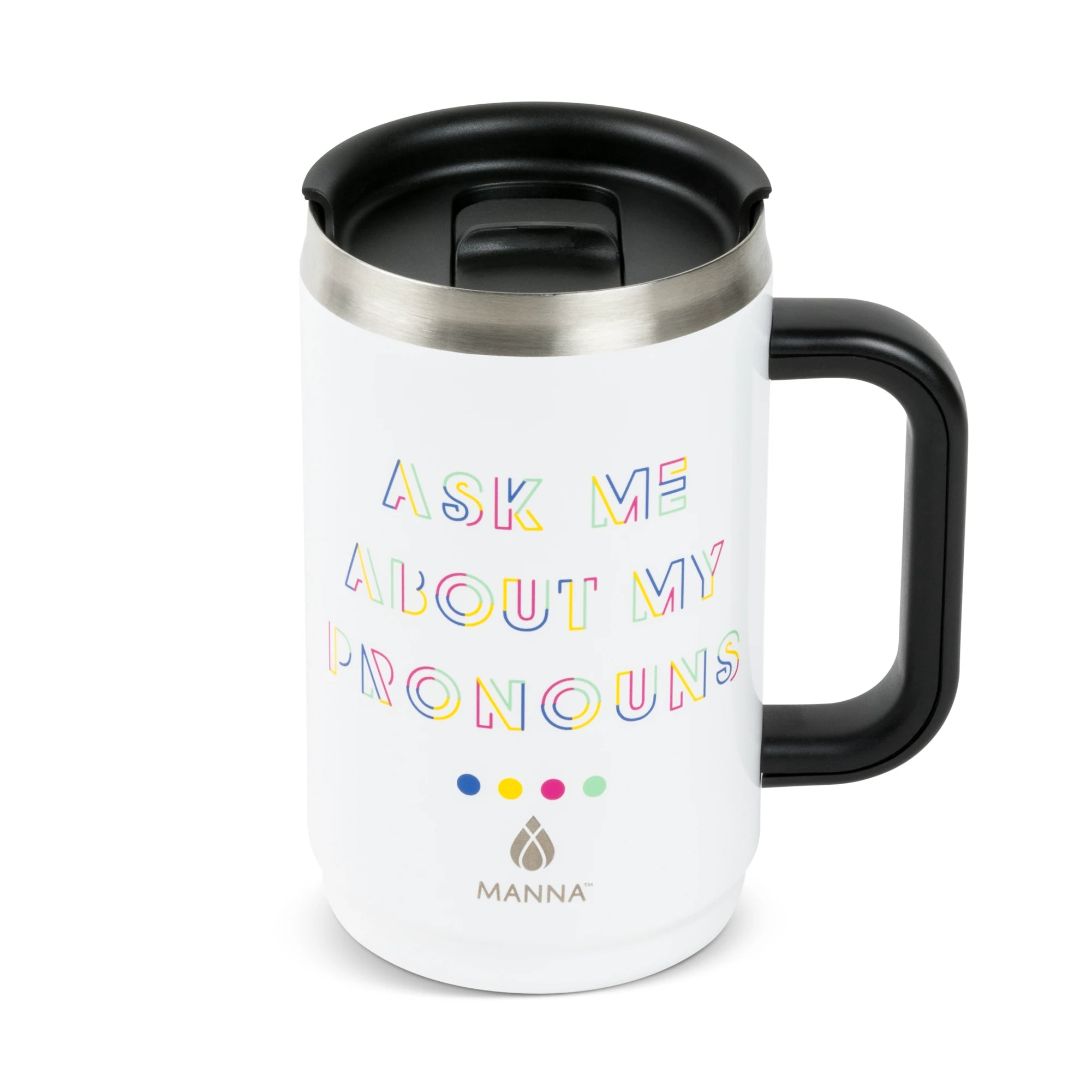 20 oz Boulder Mug - Insulated Stainless Steel Travel Tumbler with Lid & Handle, Pride Rainbow Design - Perfect for Coffee, Tea & Cold Drinks at Home, Office or Outdoor Adventures
