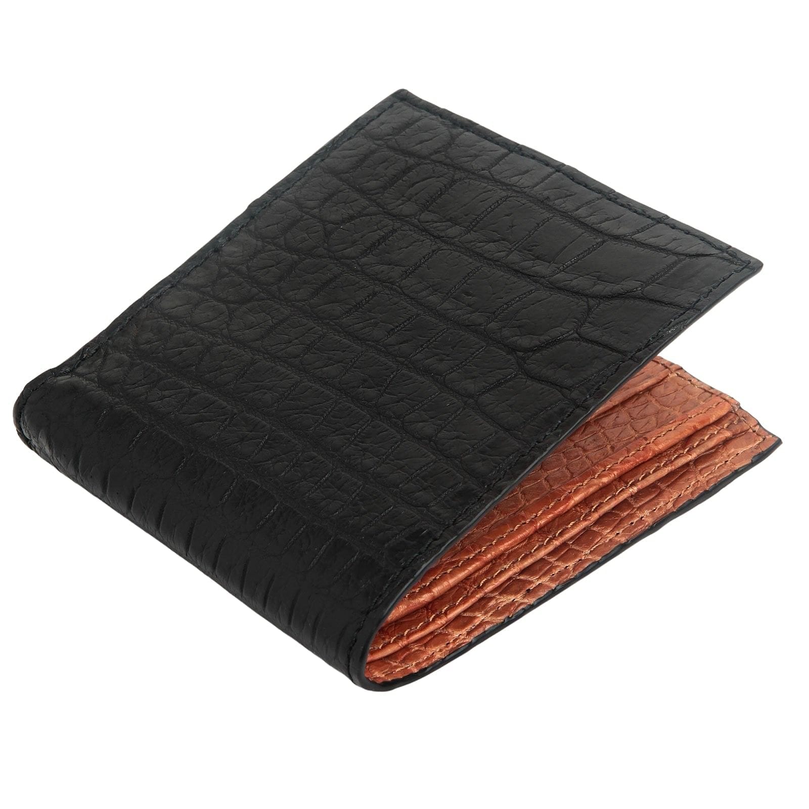 Genuine Black Crocodile Leather Wallet for Men - Slim Bifold RFID Blocking - Perfect for Everyday Carry & Business Travel