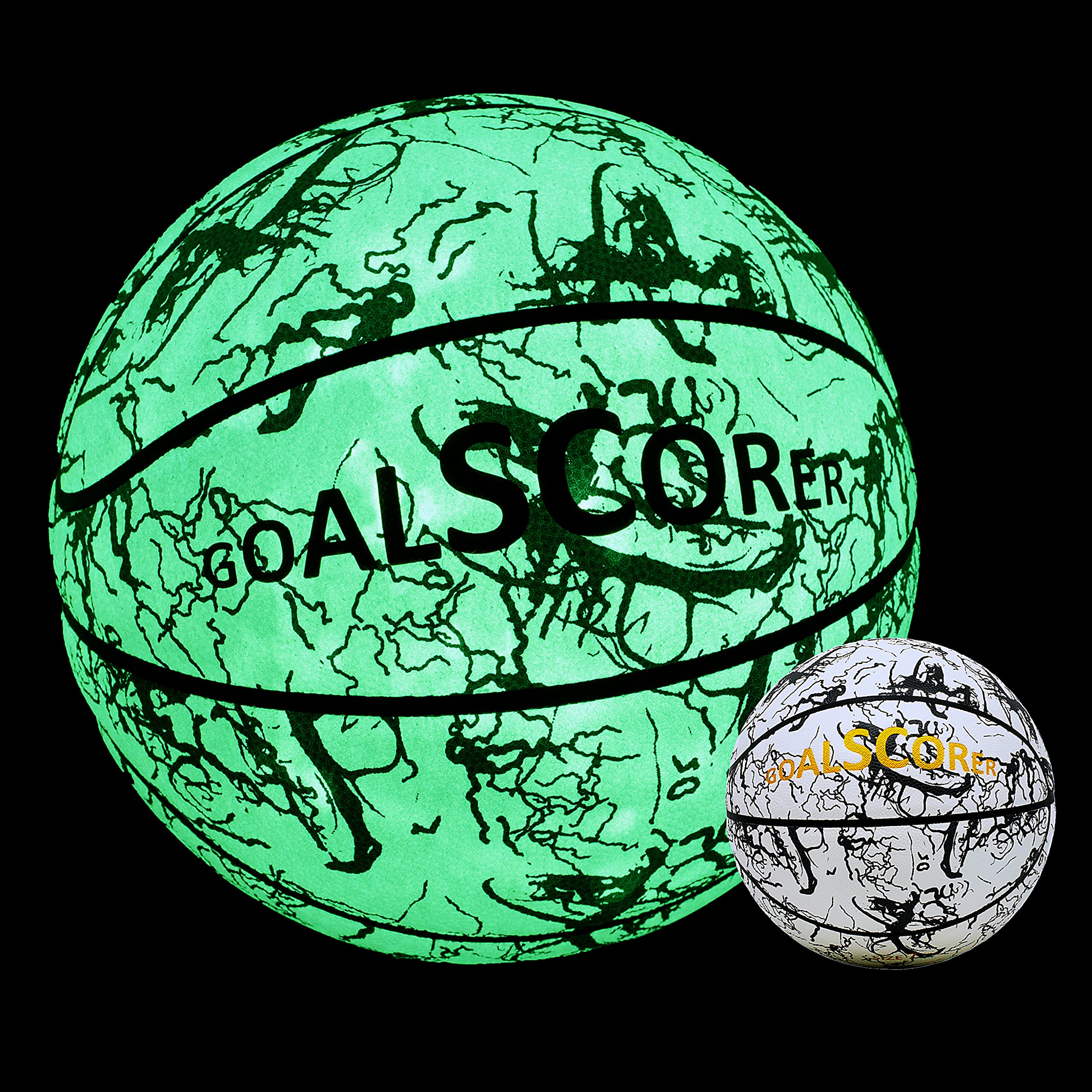 Glow in The Dark Basketball - Luminous Glowing Leather Basketball for Kids, Men & Women - Indoor/Outdoor Night Basketball with Green Light - Perfect for Night Games, Birthday Gifts & Backyard Fun
