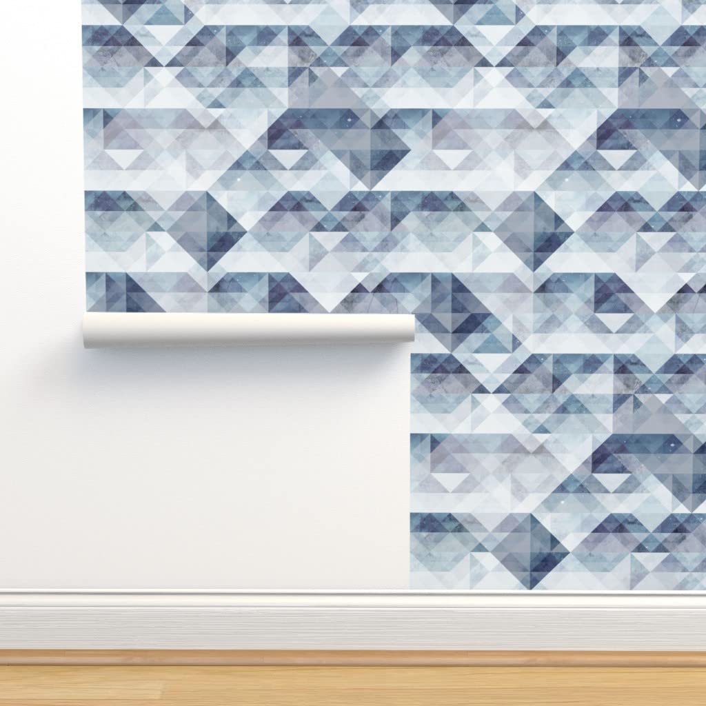 Removable Wallpaper 9ft x 2ft - Neutral Geometric Pattern, Peel & Stick Wallpaper for Easy Installation | Perfect for Bedroom, Nursery, or Office Decor | Spoonflower Custom Pre-Pasted Wallpaper
