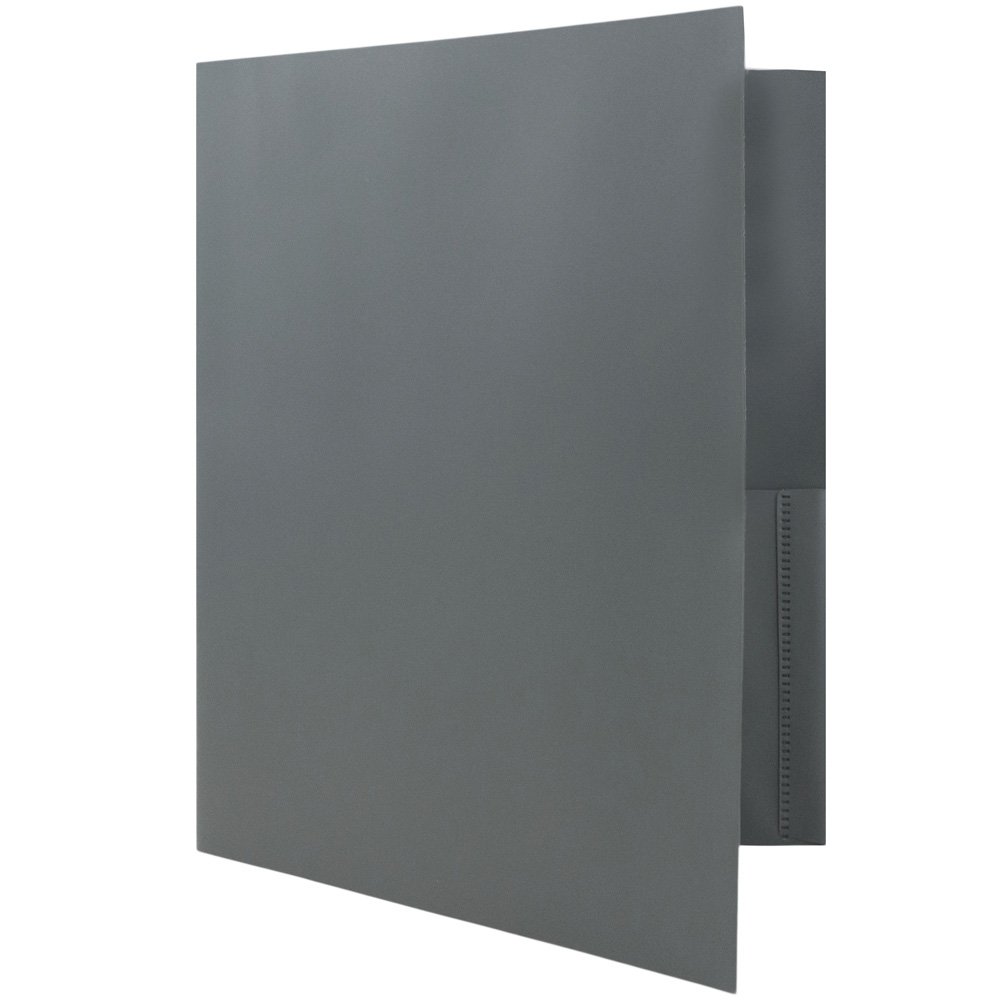 JAM PAPER Plastic 2 Pocket POP Folders - Durable School & Office Folders - Grey - Bulk 96/Pack - Perfect for Organizing Documents, Homework, and Office Files