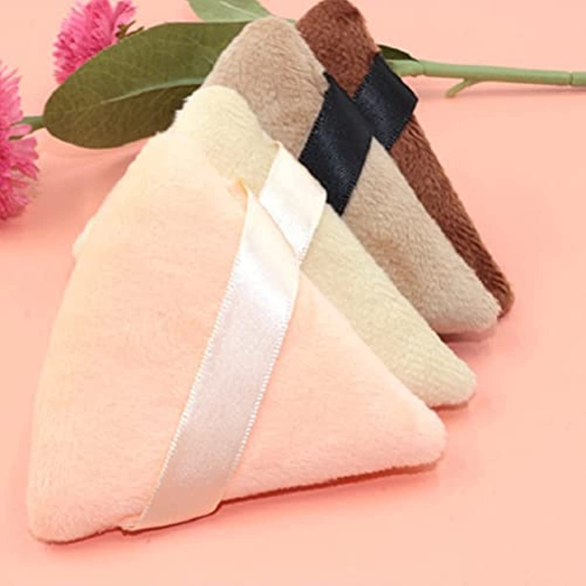 4pcs Premium Triangle Powder Puffs with Strap - Soft Cosmetic Sponges for Face & Under Eyes - Ideal for Loose Powder, Foundation & Body Makeup Application - Perfect for Daily Makeup & Professional Use