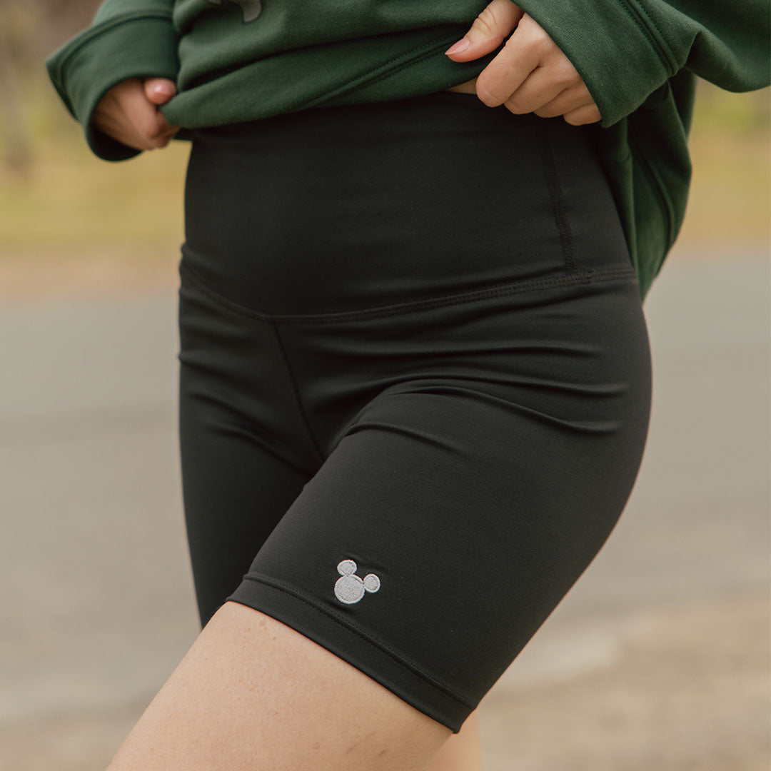 Disney Mickey Mouse Biker Shorts for Women - Black Cycling Shorts for Workout, Running, Yoga & Casual Wear