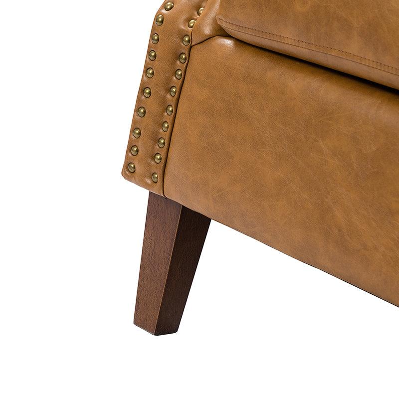 Gianfranco Vegan Leather Armchair with Sturdy Wooden Legs - Modern Vegan Leather Lounge Chair for Living Room, Office & Reading Nook - Eco-Friendly Faux Leather Accent Chair