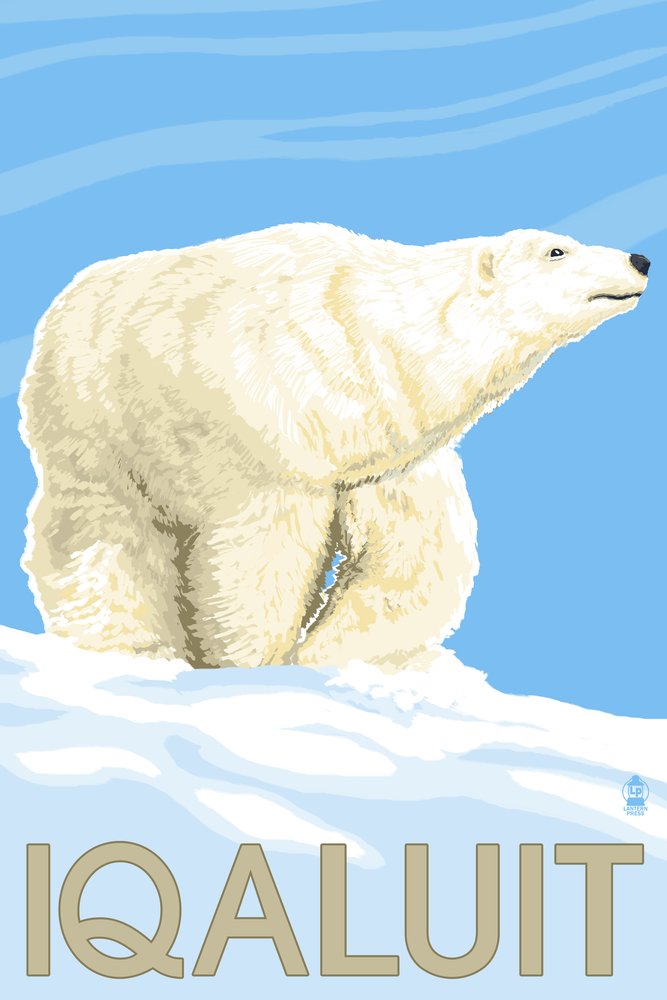 Polar Bear Wall Art Print - 16x24 Giclee Gallery Quality - Canada Iqaluit Travel Poster - Perfect for Home Decor, Office & Gift Giving