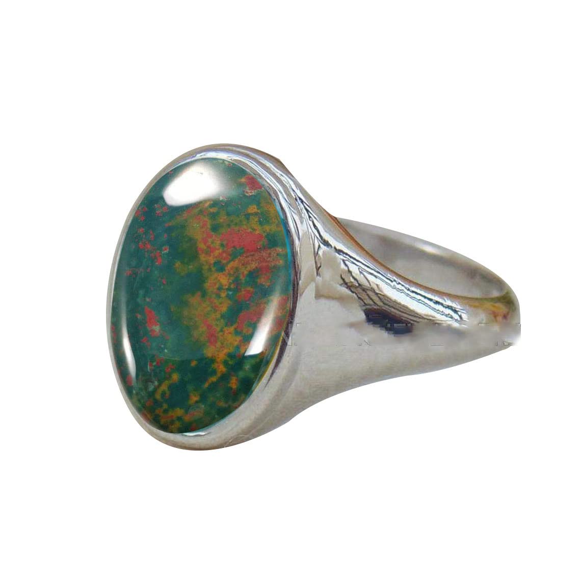 BloodStone Men's Signet Ring - 925 Sterling Silver Handmade Jewelry for Men | Unisex Signet Ring with Bloodstone | Perfect Gift for Husband, Boyfriend & Father | Wedding, Anniversary & Everyday Wear