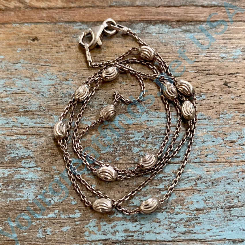 Vintage Sterling Silver Textured Beaded 18