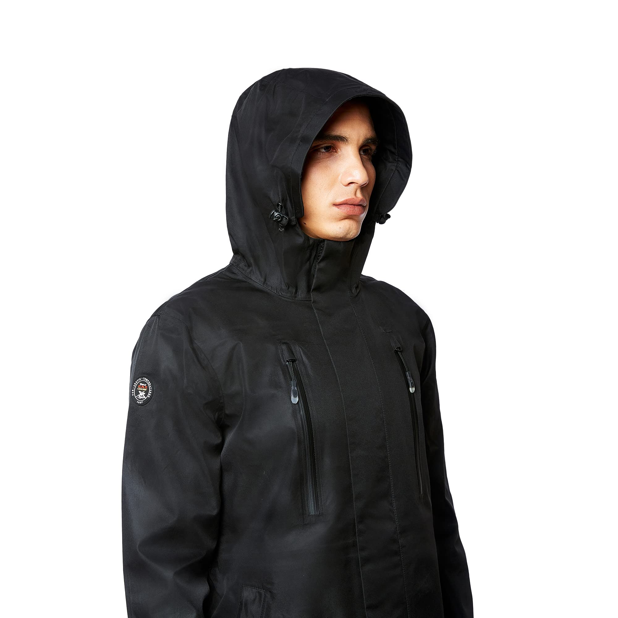 Triple F.A.T. Goose Valen Men's Waterproof Rain Jacket - Lightweight Windproof Outdoor Raincoat for Hiking, Camping & Travel - Black