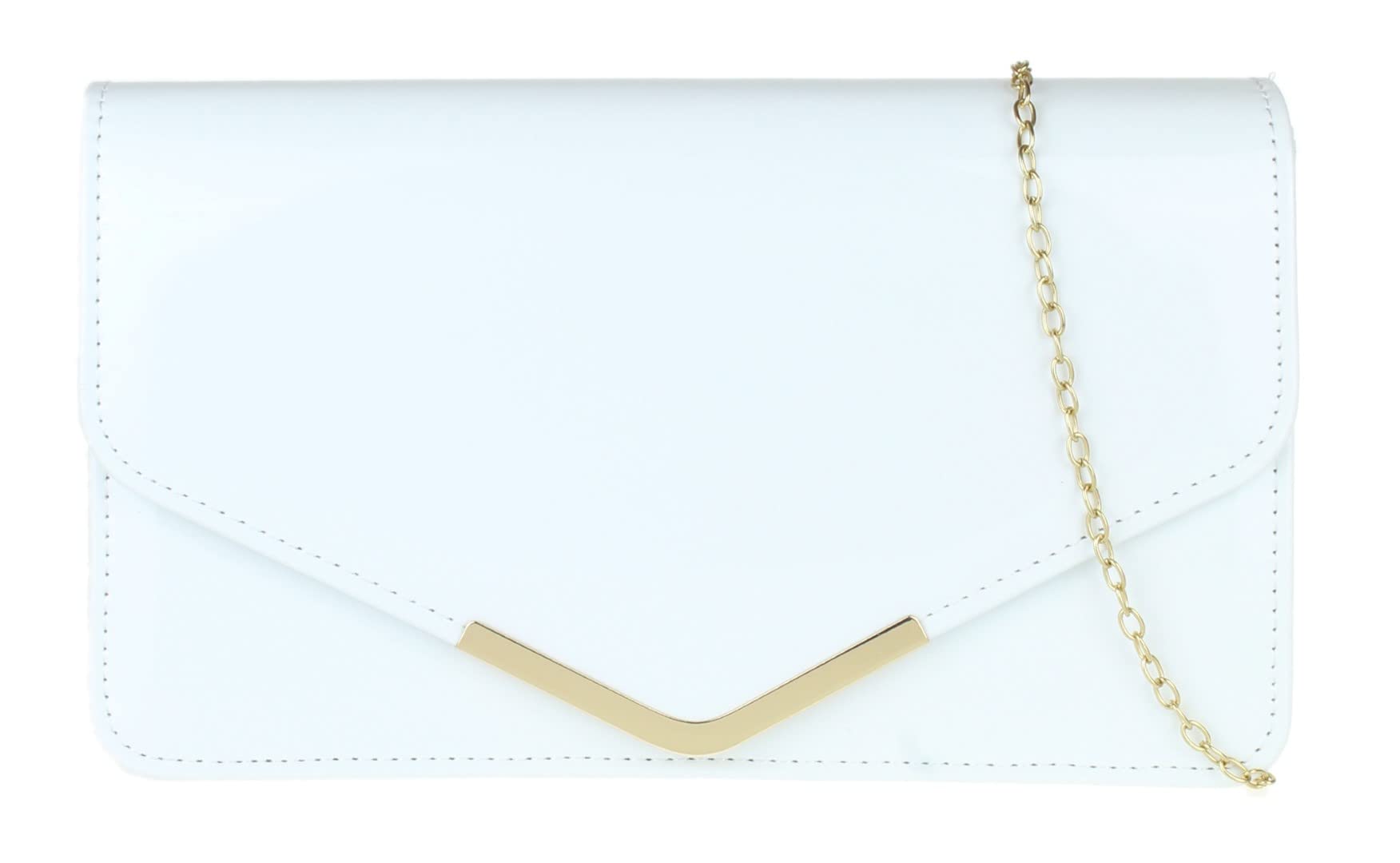 Stylish Women's Patent Faux Leather Envelope Clutch Shoulder Bag - Elegant Party Purse for Evening Events, Weddings & Date Nights
