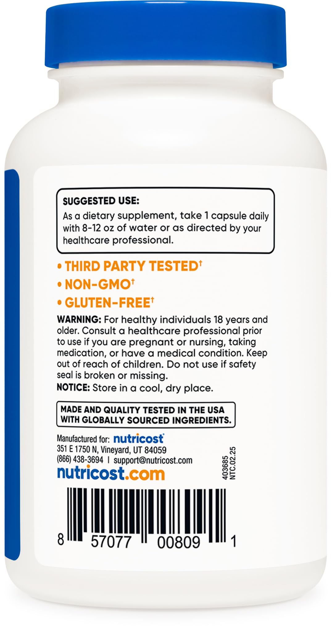 Nutricost Blueberry Extract 8000mg Equivalent (from 160mg of 50:1 Extract) - 180 Vegetarian Capsules, Gluten Free, Non-GMO Supplement for Immune Support & Antioxidant Benefits - Perfect for Daily Wellness & Heart Health
