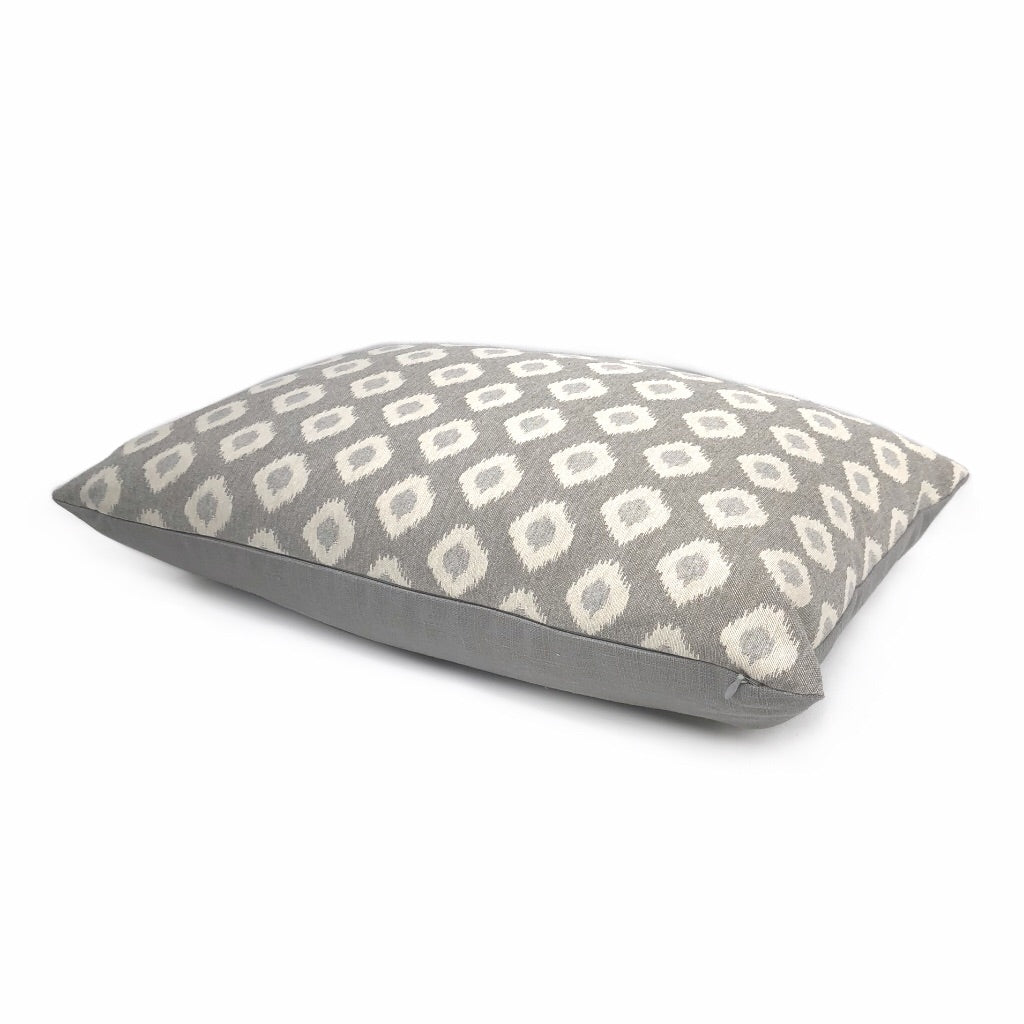 Gray Cream Ikat Dots Pillow Cover - Decorative Throw Pillow Case for Sofa, Bed, Couch - Boho Home Decor Accent (18x18 Inches)