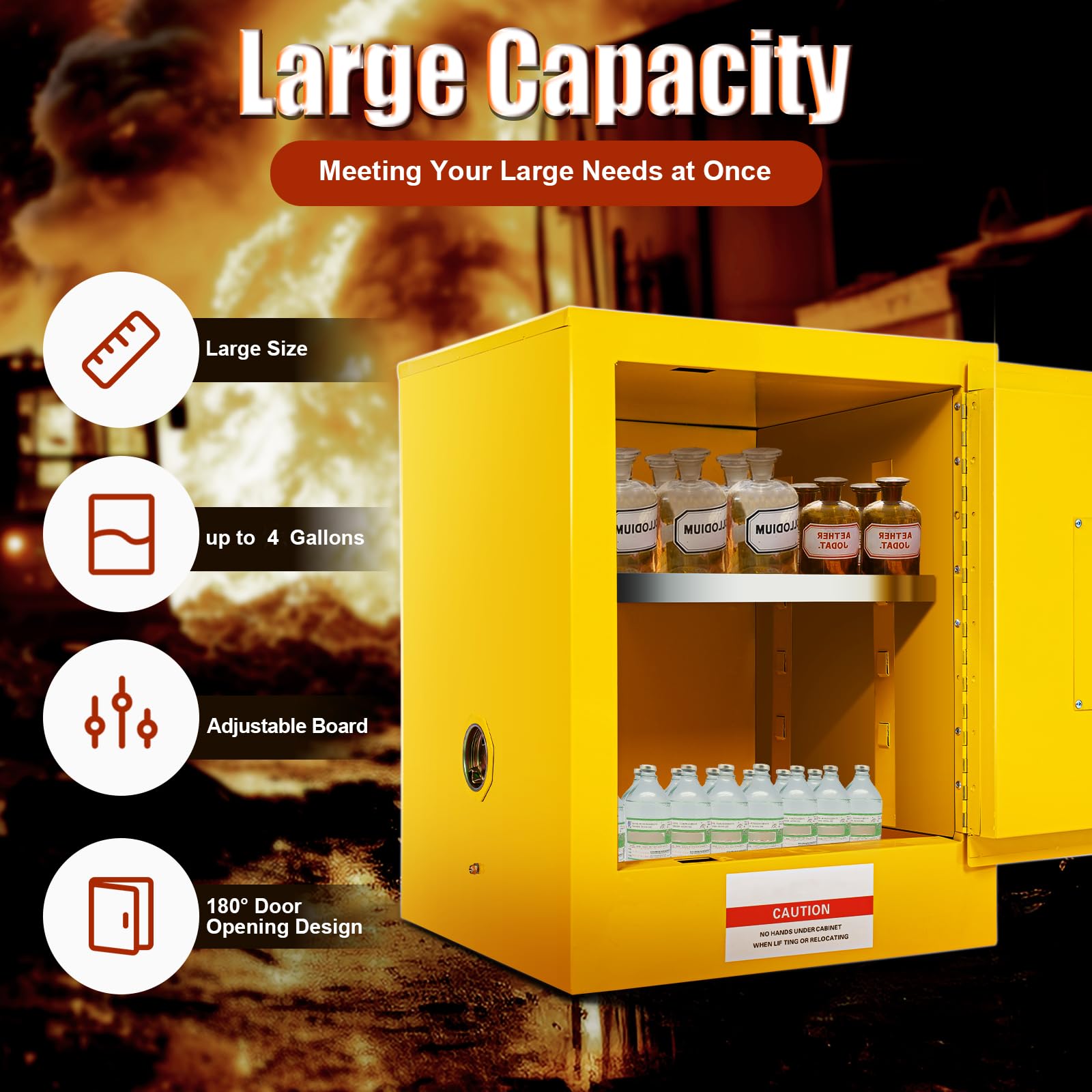22x18x18 Inch Flammable Liquid Safety Cabinet - Heavy Duty Cold Rolled Steel Hazardous Material Storage for Industrial & Home Use | Chemical Storage, Workshop Safety, Garage Organization