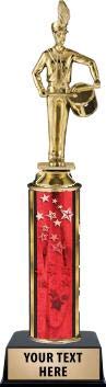Custom Engraved Red Stars Marching Band Drummer Trophy Award - Personalized Music Competition Prize for Drummers, Band Performances & School Achievements