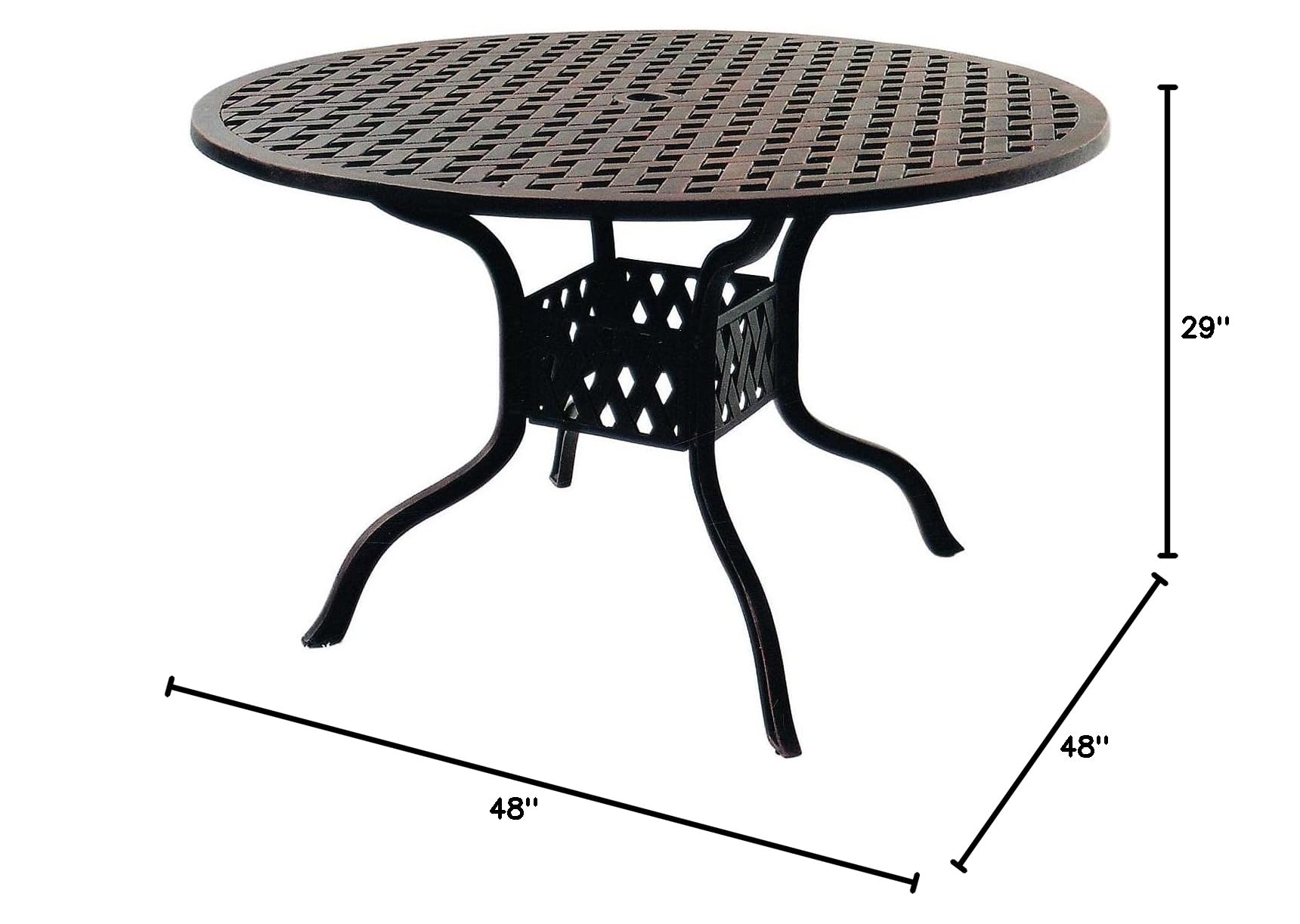 Darlee Series 30 48 Inch Round Patio Dining Table in Antique Bronze - Outdoor Garden Dining Set for Backyard, Poolside & Restaurant Use