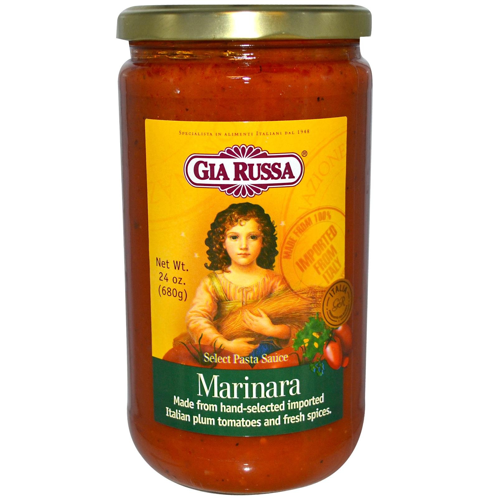 Premium Gia Russa Select Marinara Pasta Sauce - Authentic Italian Recipe, 24 oz Jars (Pack of 6) - Perfect for Spaghetti, Lasagna & Family Dinners