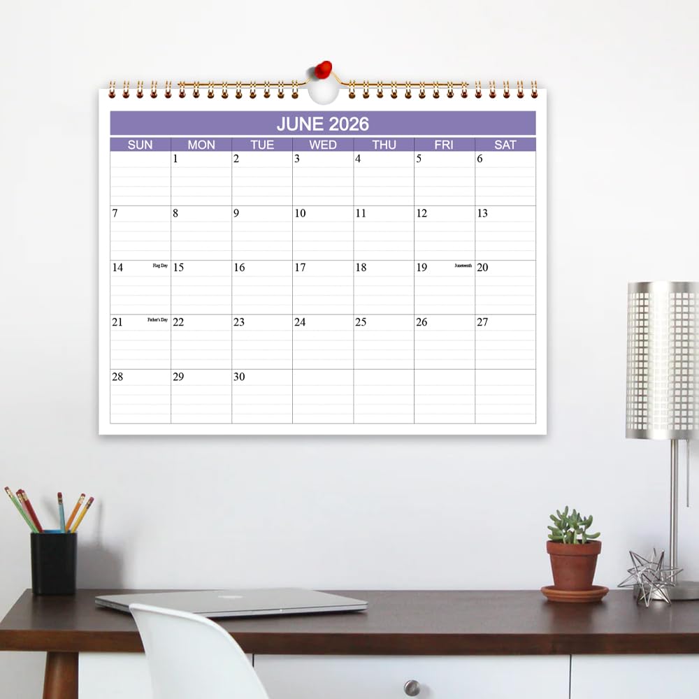 2025-2026 Wall Calendar | 15-Month Planner from April 2025 to June 2026 | Premium Thick Paper for Home & Office Organization | 8.5 x 11 Inches Purple | Perfect for Scheduling, Goal Tracking & Holiday Planning