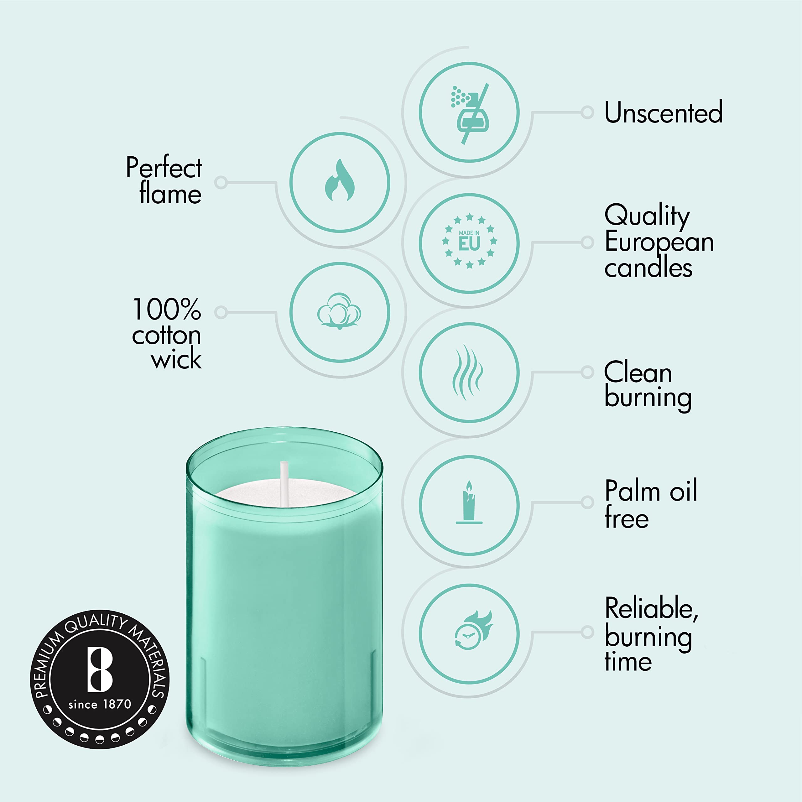 BOLSIUS 24-Hour Unscented Votive Candles - 20 Pack Premium European Quality Wedding Candles in Green Unbreakable Plastic Cups - Smokeless, Smooth Burning & Relightable - Perfect for Weddings, Church Events, Restaurants & Home Decor
