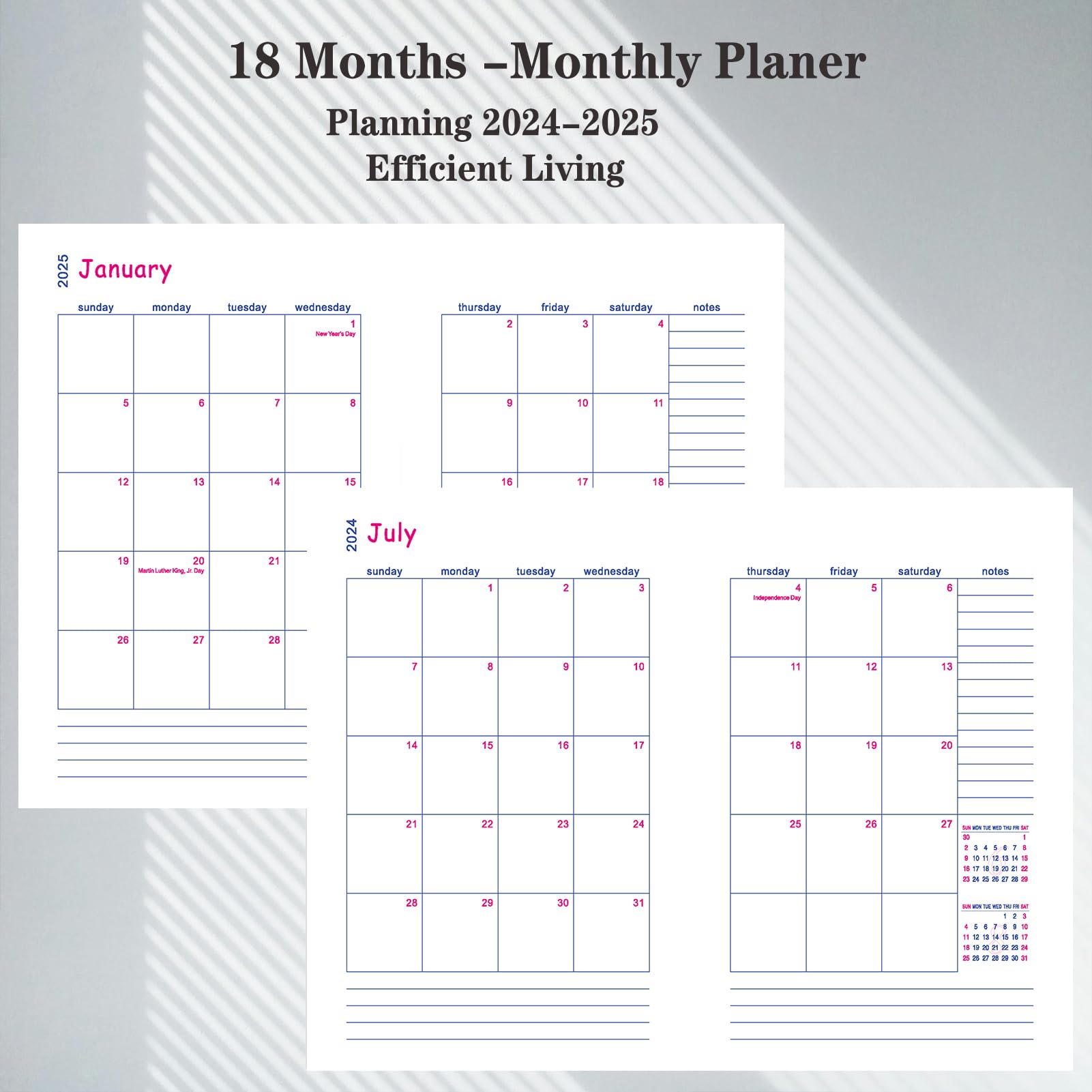 2024-2025 Planner (July 2024 - December 2025) | 18 Month Weekly & Monthly Organizer with Thick Paper, Pen Loop, Pocket & Tabs | 8.26