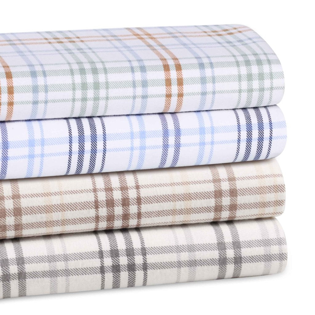 Soft Plaid Flannel Cotton Bed Sheet Set - Classic Farmhouse Style with Deep Pockets - Perfect for Cozy Winter Nights & Rustic Home Decor