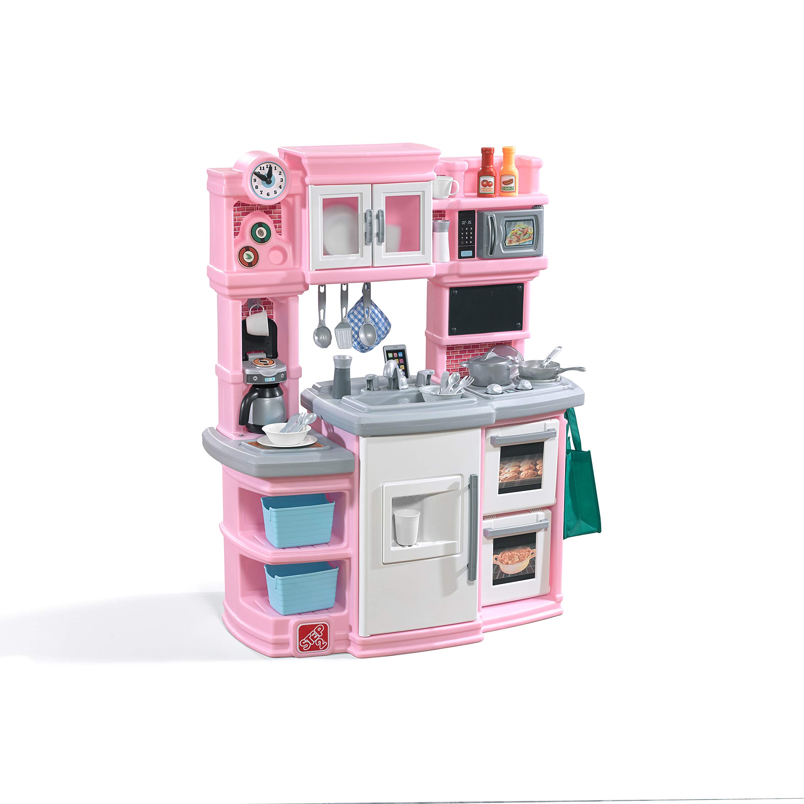Step2 Great Gourmet Kitchen Playset for Kids - Durable Plastic Play Kitchen with Lights & Sounds, Pink Pretend Cooking Toy (16.75