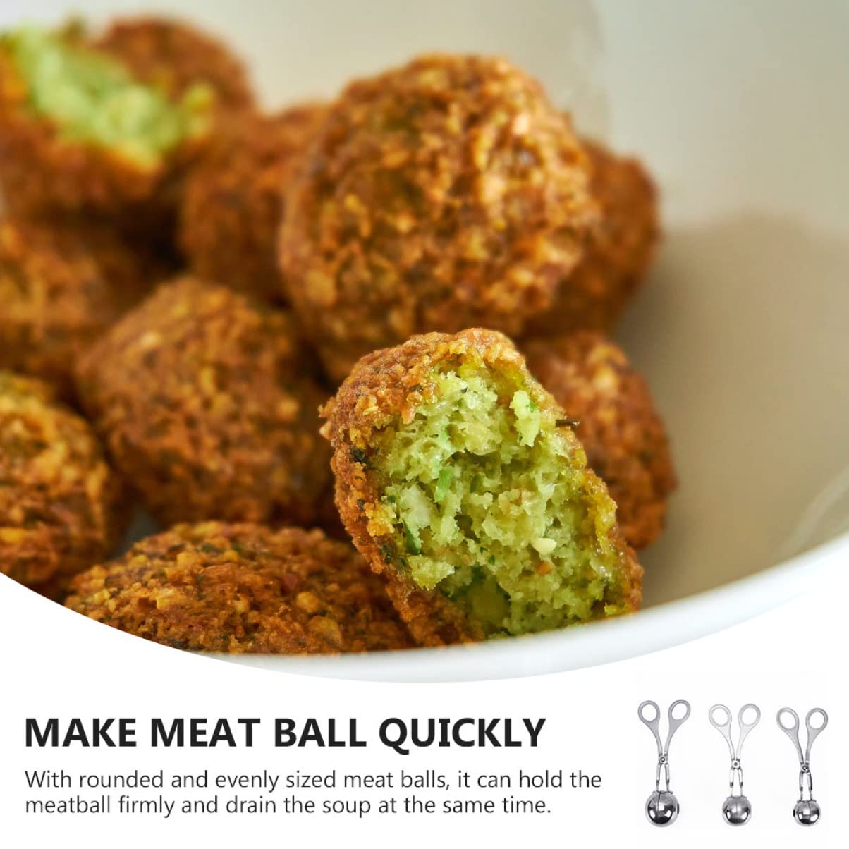 Luxshiny 3-Piece Meatball Clip Maker Set - Non-Stick Stainless Steel Meatball Scoop for Perfect Homemade Meatballs - Ideal for Cooking, Baking, and Meal Prep