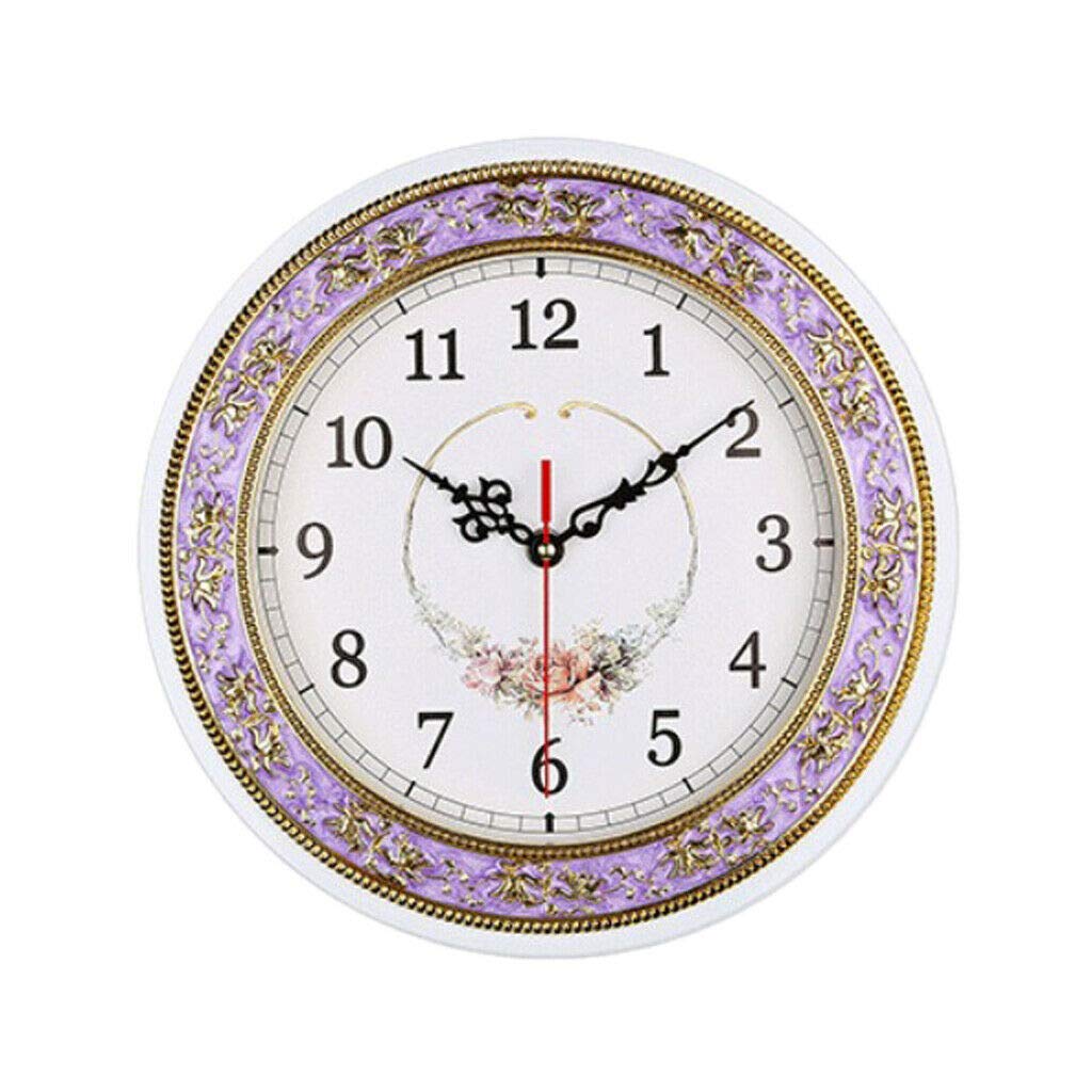 28cm Silent Quartz Wall Clock - Purple Home Decor for Bedroom & Office