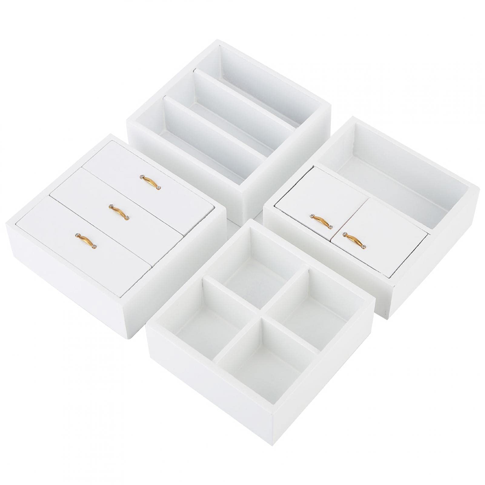 Kuuleyn 1:12 Scale Mini Wooden Dollhouse Furniture Set - White Cabinet for Living Room & Bedroom - Perfect for Displaying Greenery, Books & Decor - Ideal for Dollhouse Enthusiasts & Collectors