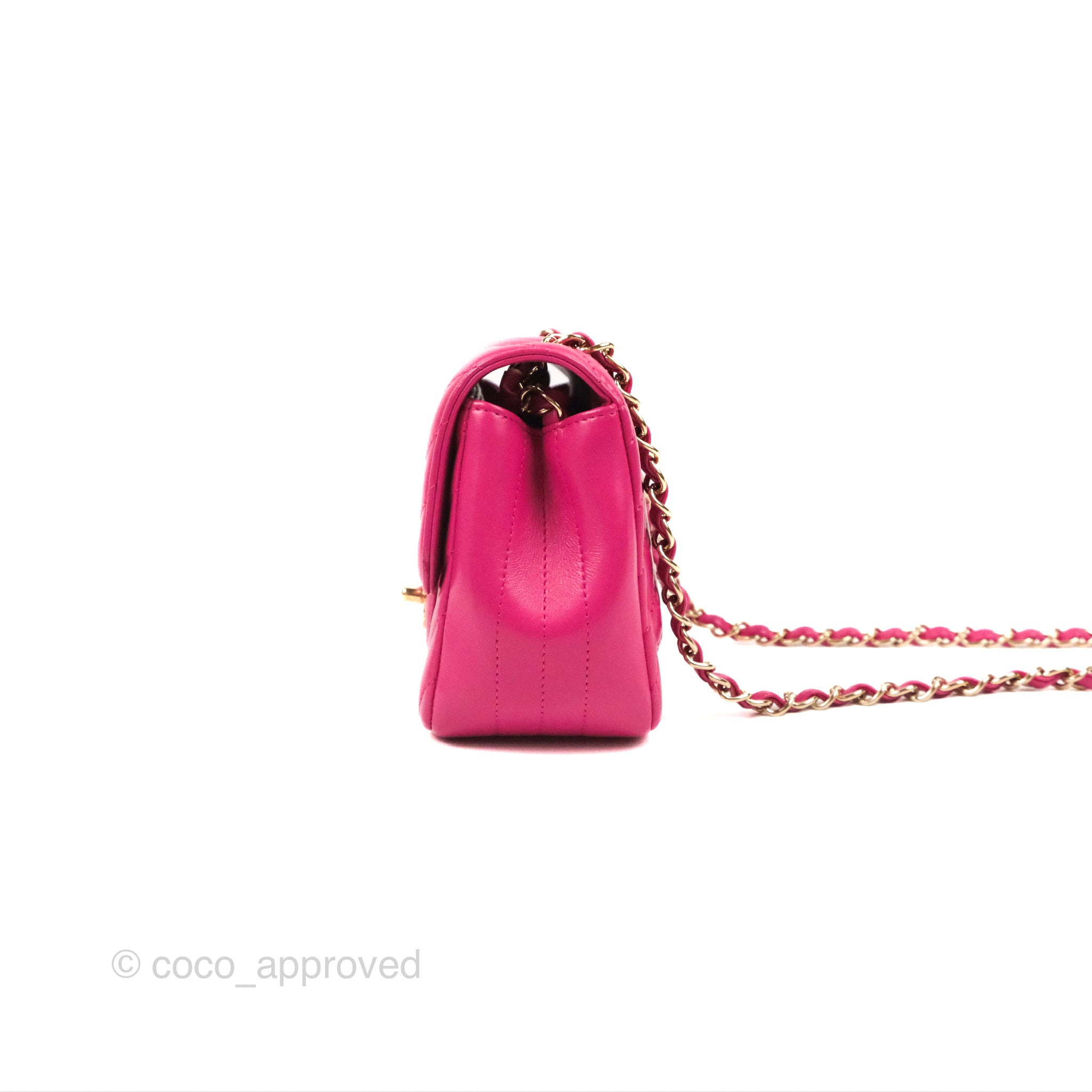 Chanel Chevron Mini Square Flap Bag in Pink Lambskin with Gold Hardware - Perfect for Evening Parties & Luxury Fashion Accessories