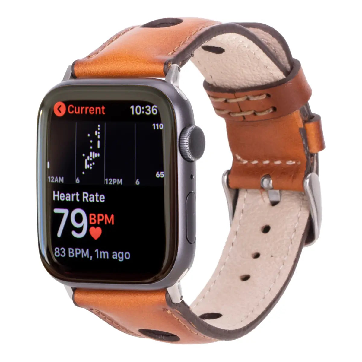 Premium Burnished Tan Leather Apple Watch Band - Stylish & Durable Rally Strap for Workouts, Travel & Everyday Wear