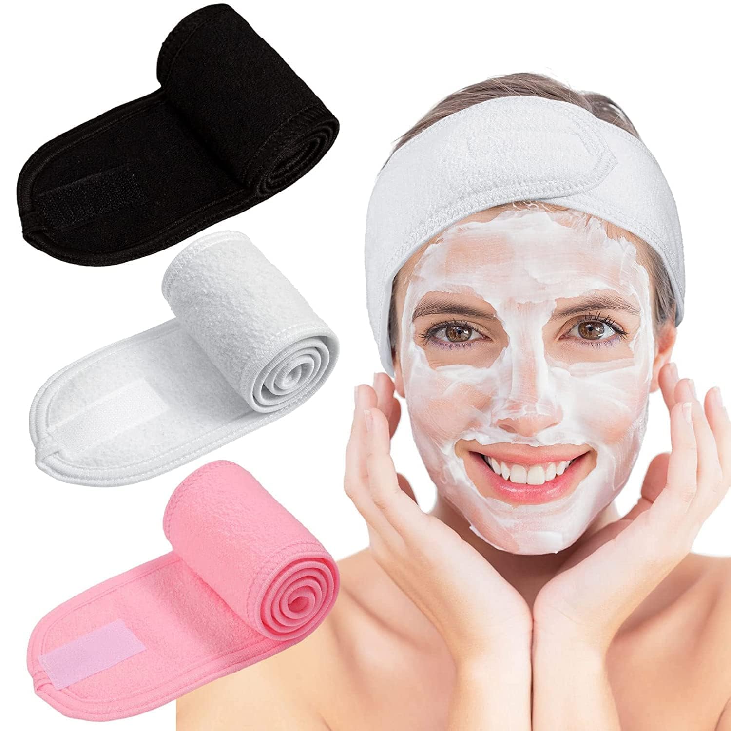 NYAMAH SALES Facial Mask Brush Set - 2 Brushes, Headband & Sponge for Deep Cleansing & Exfoliation | Skincare Tools for Men & Women | Multi-Color | Perfect for Spa Day, At-Home Facial & Daily Skincare Routine