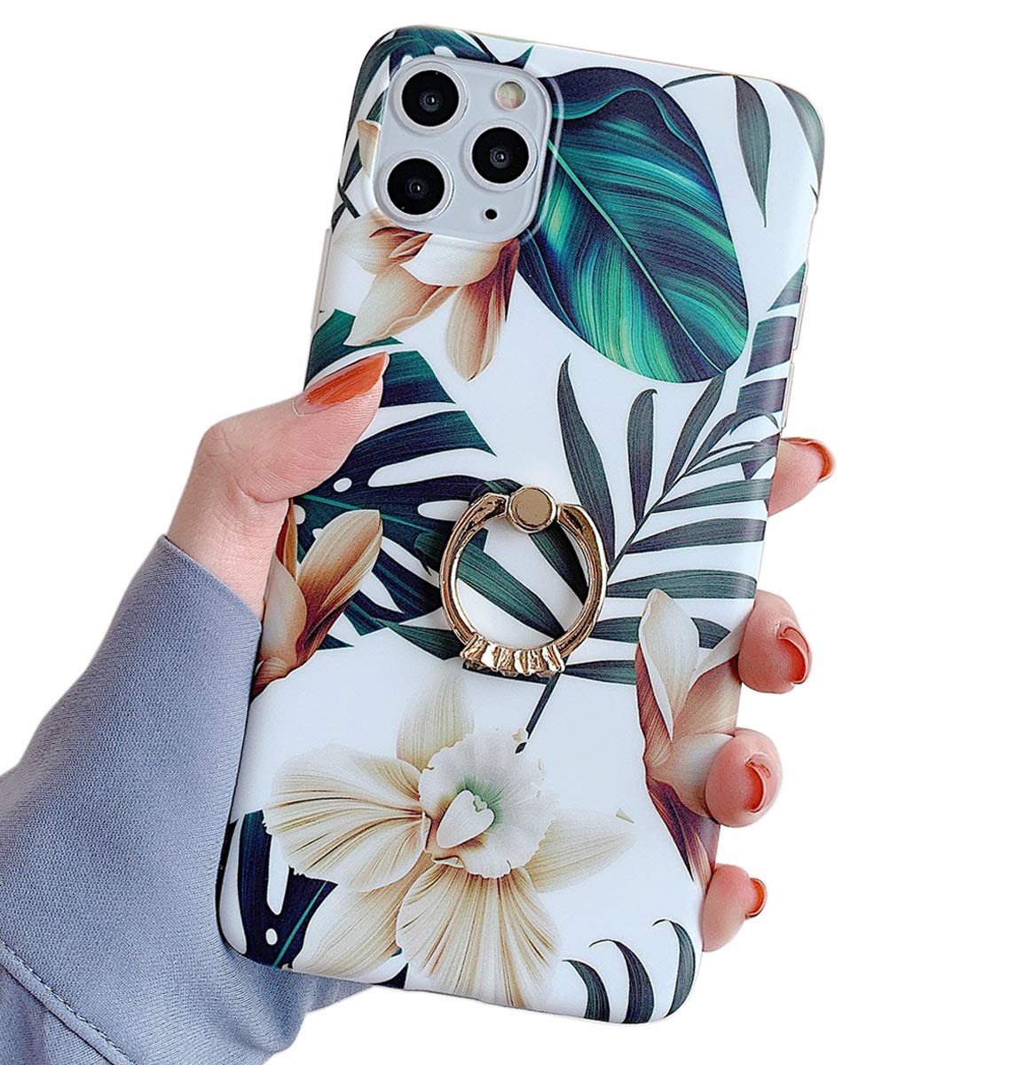 Qokey iPhone 11 Pro Max Case with 360° Rotating Ring Kickstand - Shockproof Soft TPU Cover for Men & Women (6.5