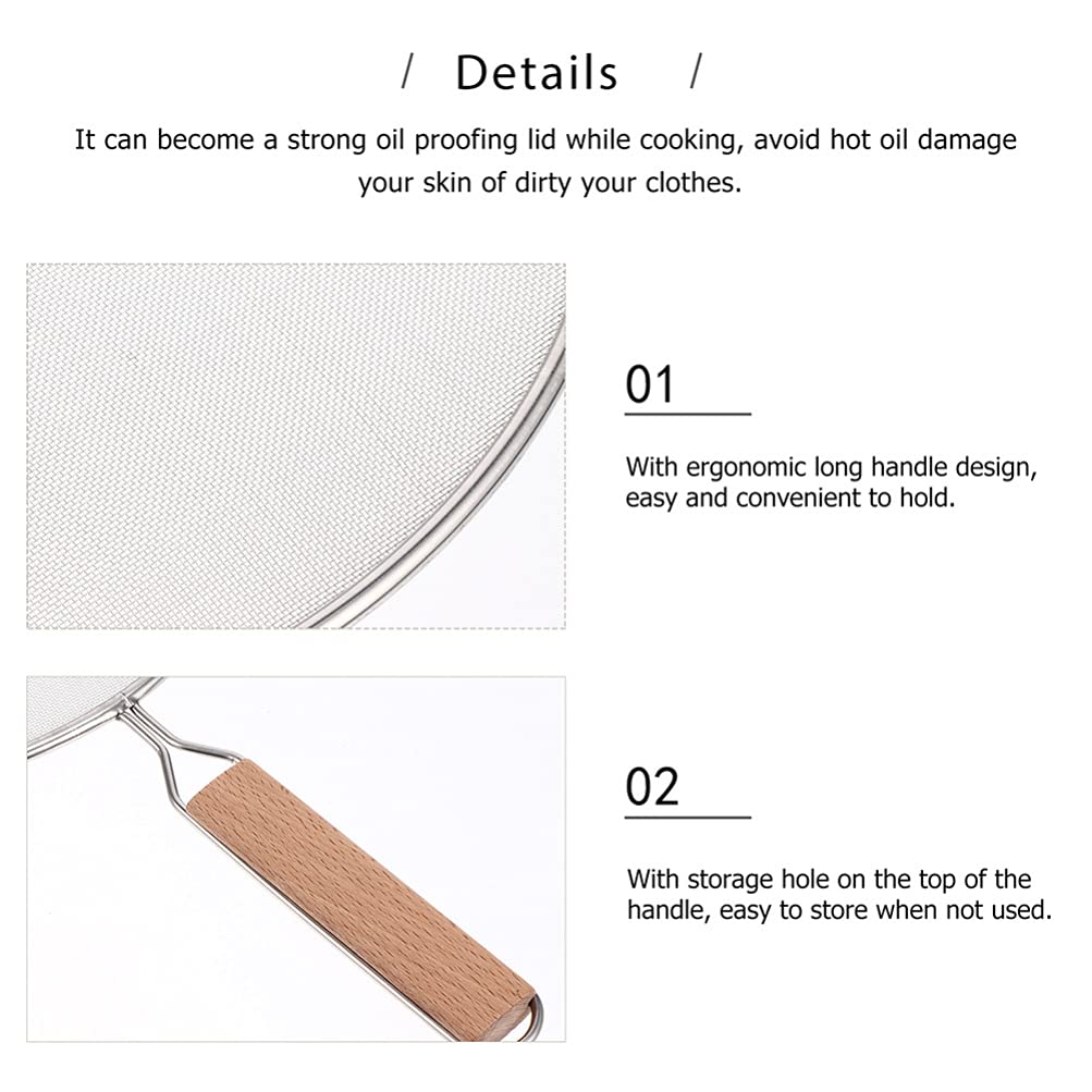 Kichvoe 1pc Fine Mesh Stainless Steel Oil Splatter Screen - Safe Cooking Lid for Iron Skillet & Frying Pan - Grease & Hot Oil Barrier - Perfect for Frying, Cooking, Baking & Kitchen Safety Protection