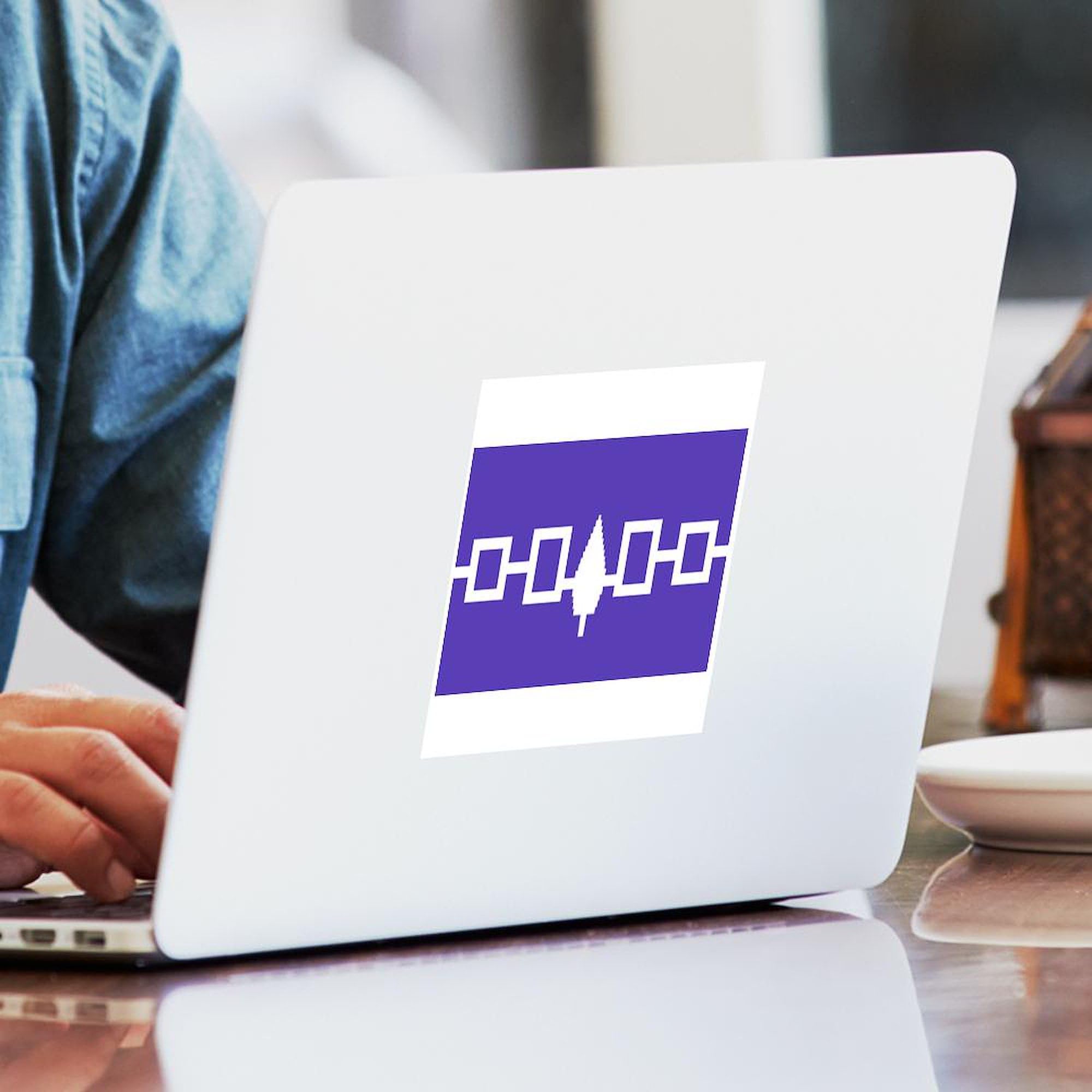 Iroquois Wampum Belt Sticker - Square Bumper Decal for Cars, Laptops & Windows | Native American Heritage Design