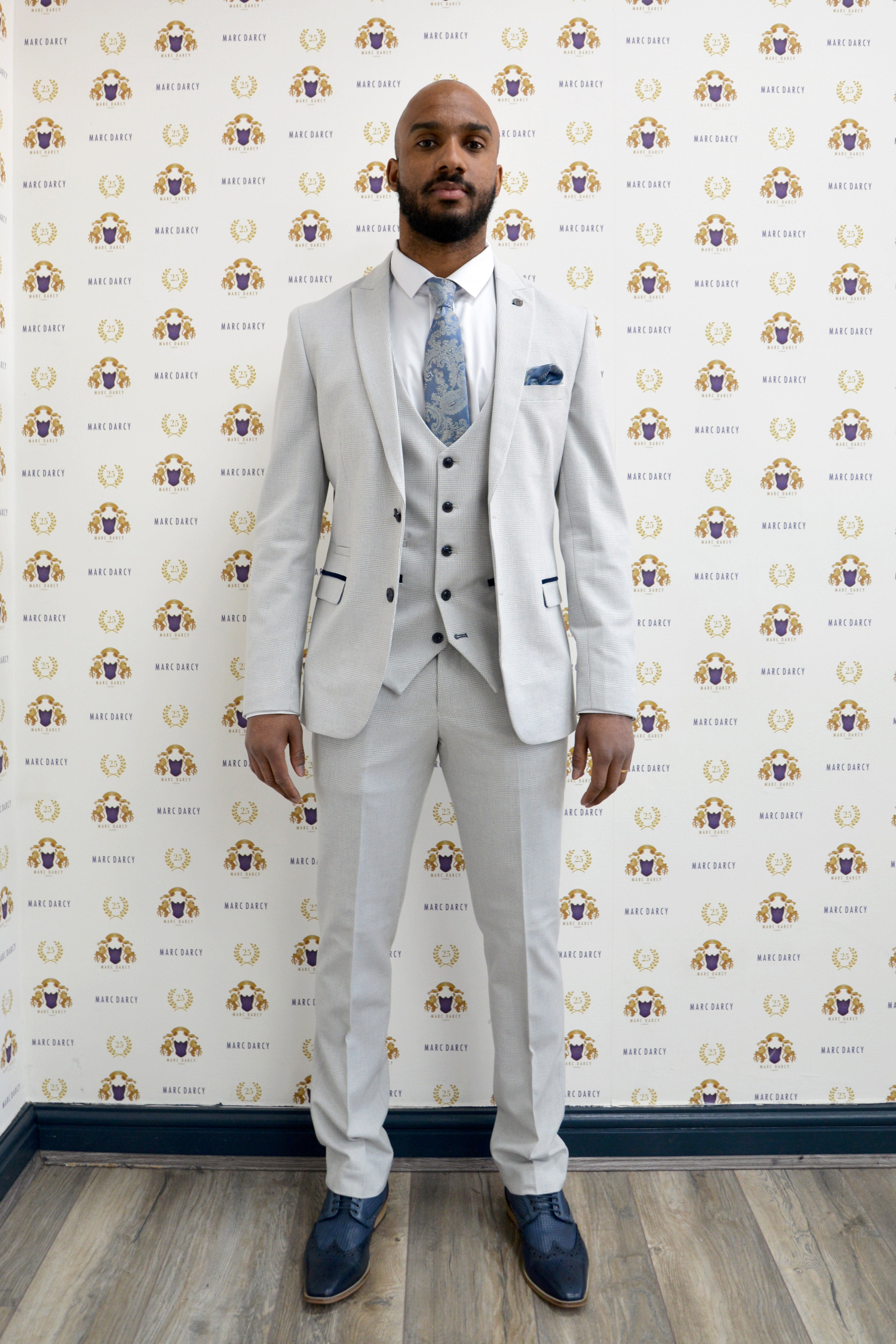 Fabian Delph Former Manchester City Footballer in Stylish BROMLEY Stone Check Suit - Perfect for Business Meetings & Formal Events