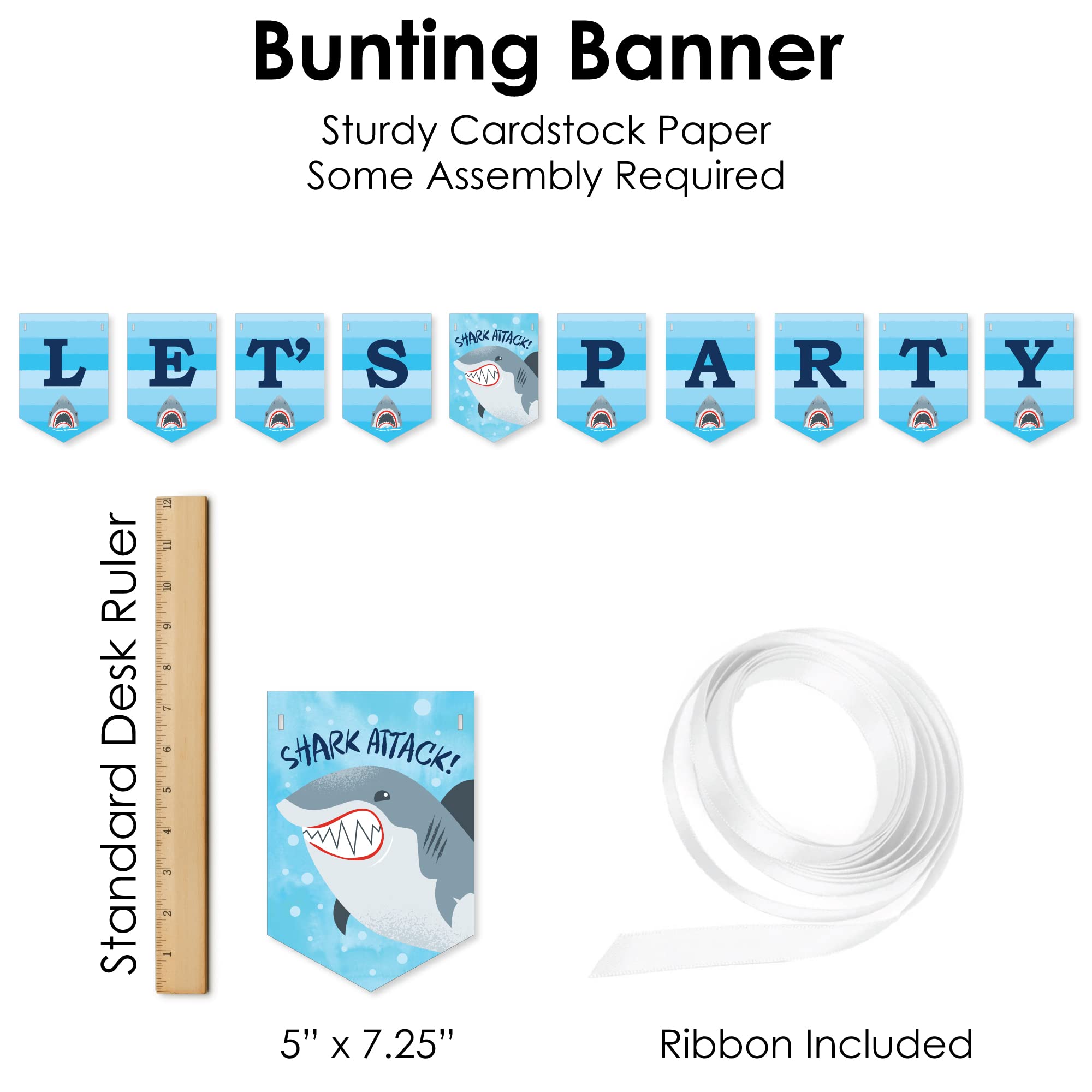 Big Dot of Happiness Shark Zone - Jawsome Shark Party Supplies Kit with 51 Decorations for Birthday & Ocean Theme Parties | Perfect for Kids Birthday, Under the Sea Decorations & Shark Lover Gifts