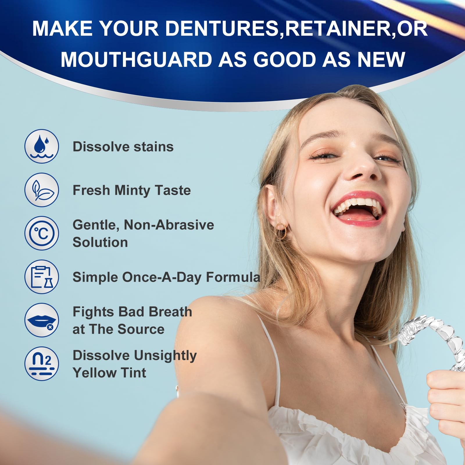**Invisalign & Retainer Cleaner Tablets - 30 Count | Remove Stains, Odors & Plaque | Safe for Aligners, Night Guards & Dentures | Freshen & Whiten Dental Appliances | Perfect for Travel & Daily Use**