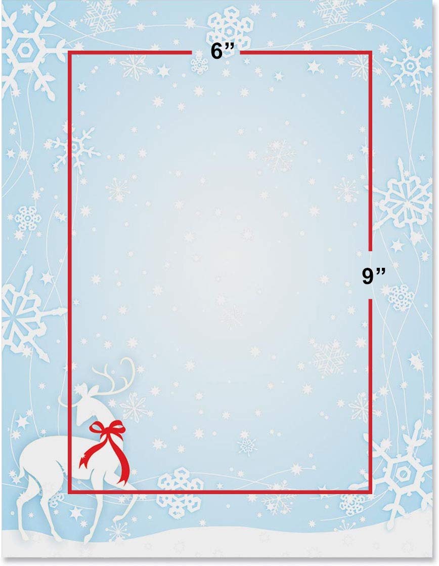 Premium Snowy Deer Christmas Stationery Set - Elegant Winter Holiday Border Paper & Letterhead (8.5