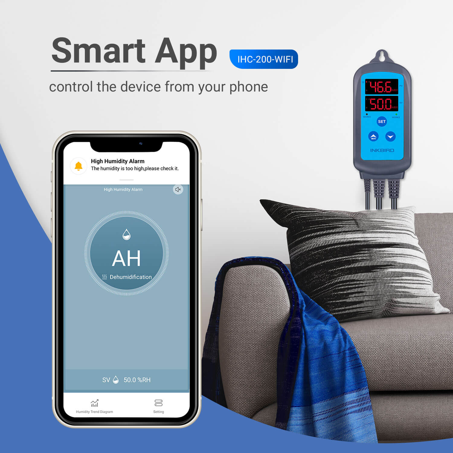 IHC 200 Series Digital Humidity Controller - Precise Climate Control for Greenhouses, Grow Tents & Home Storage | Smart Humidity Regulator