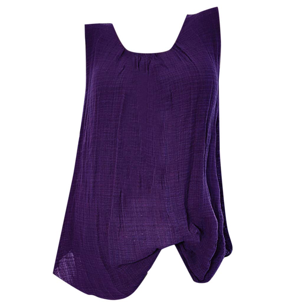 LEXUPA Women's Cotton Linen Sleeveless Baggy T-Shirt Vest Tee Blouse Tank Tops - Plus Size Casual Summer Outfit for Beach, Travel & Daily Wear