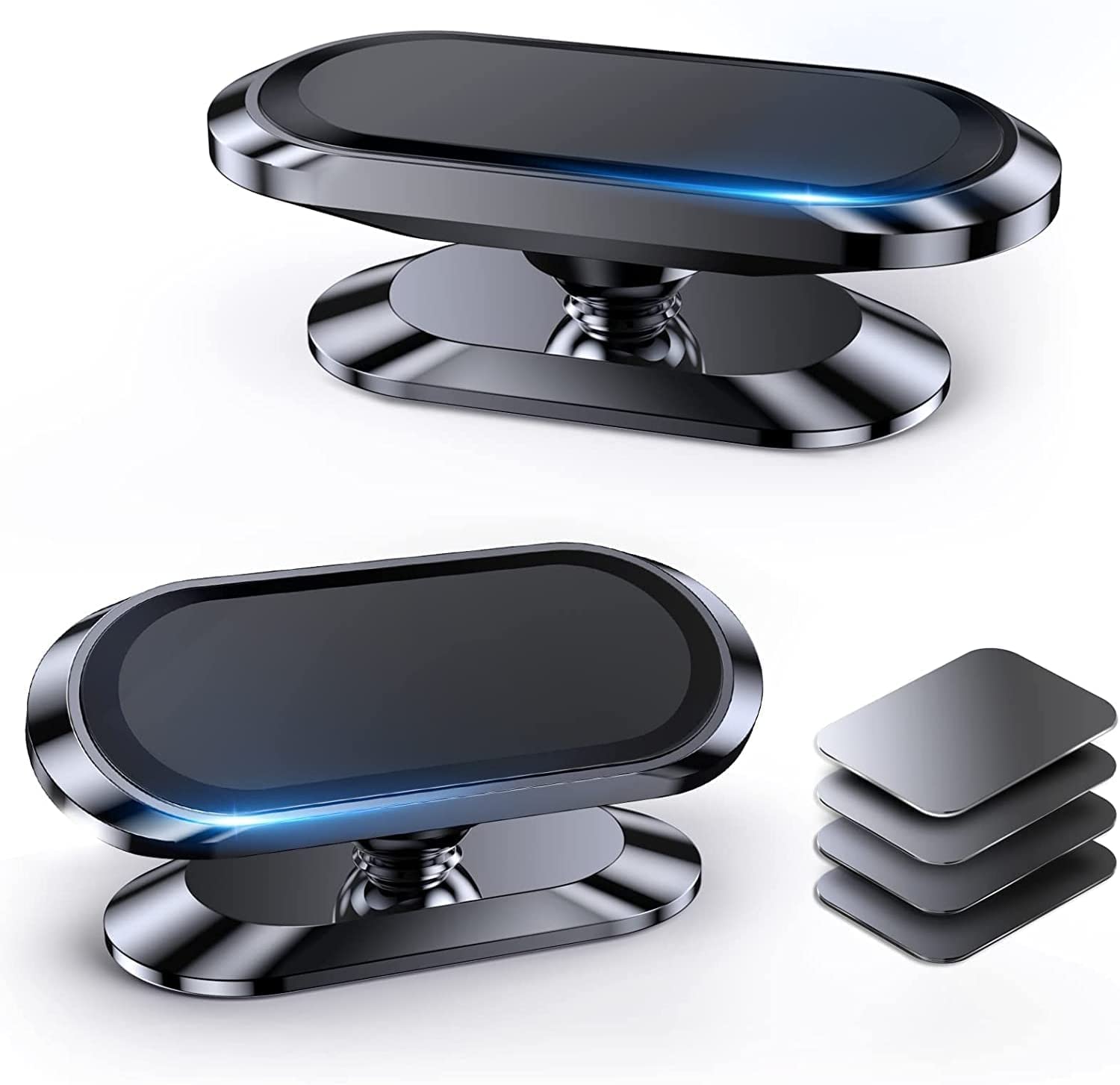 2-Pack Super Strong Magnetic Phone Holder for Car - 360° Rotating Universal Dashboard Mount with 4 Metal Plates | Compatible with iPhone & Smartphones | Perfect for Commuting, Road Trips & Hands-Free Navigation