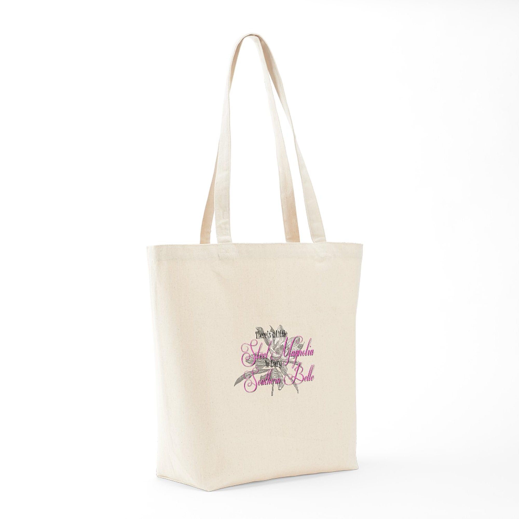 Steel Magnolia Tote Bag - Natural Canvas Reusable Shopping Bag for Women | Eco-Friendly Grocery Tote | Perfect for Farmers Market, Beach & Everyday Use